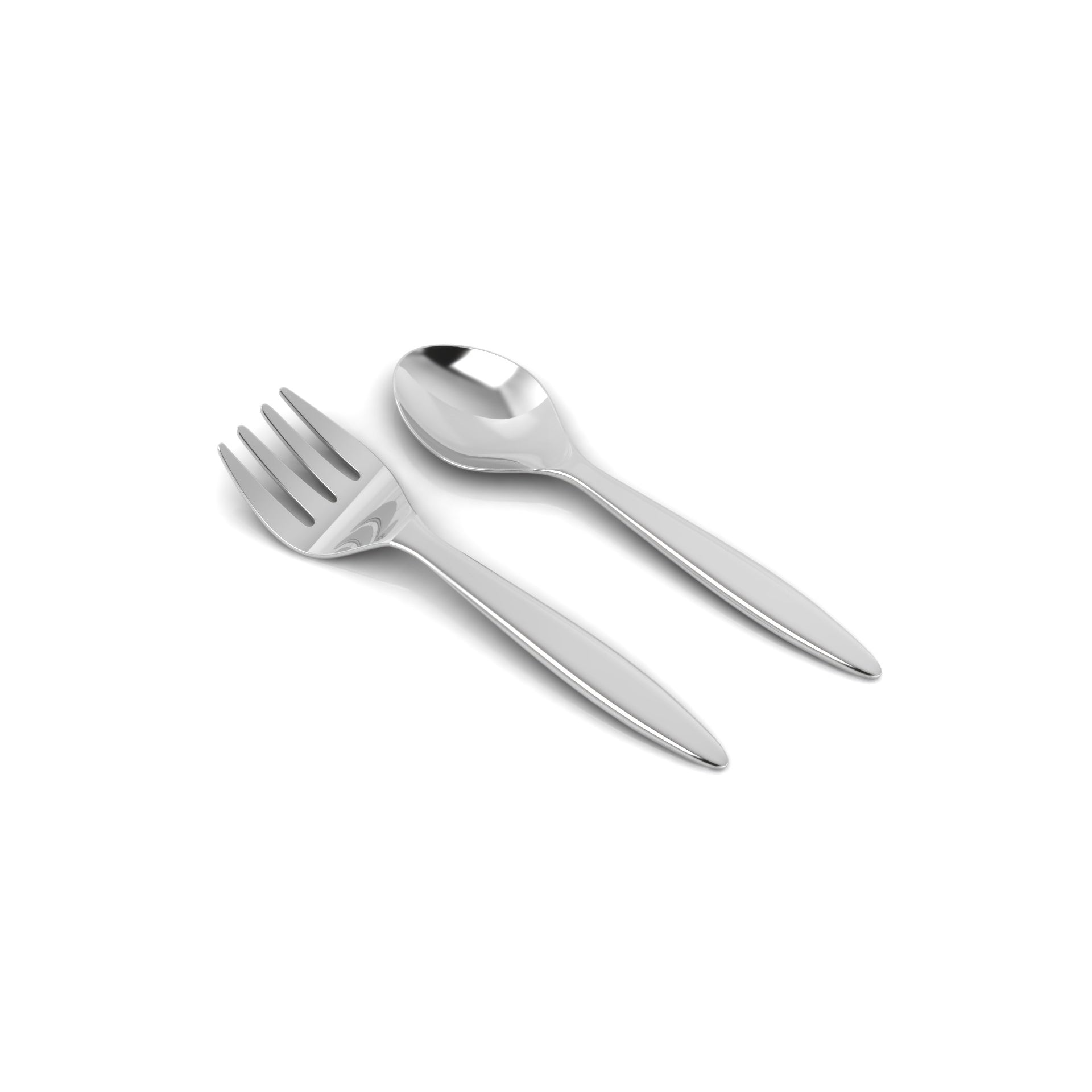 Sterling Silver Spoon/Fork Set - Plain