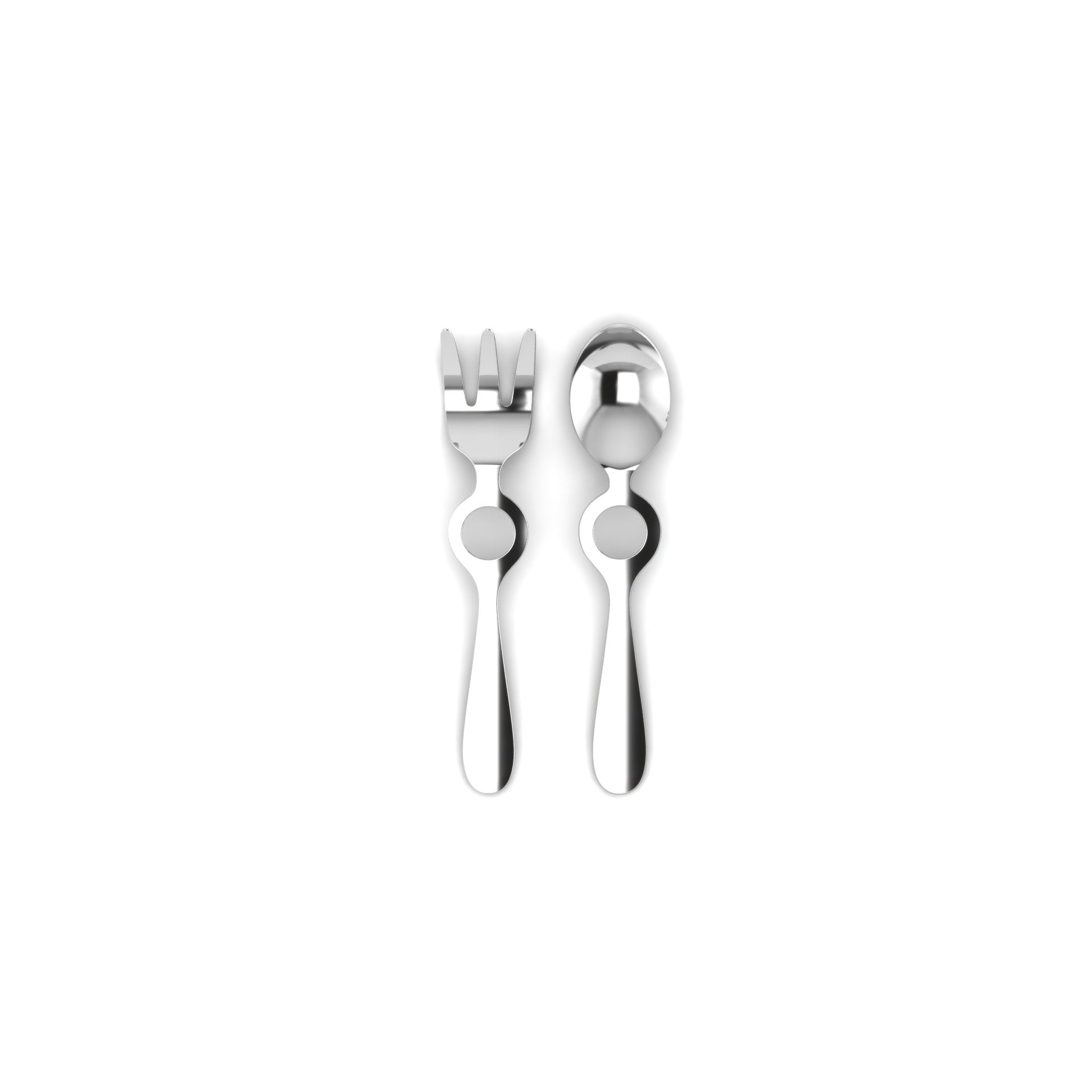 Sterling Silver Spoon/Fork Set - Circle