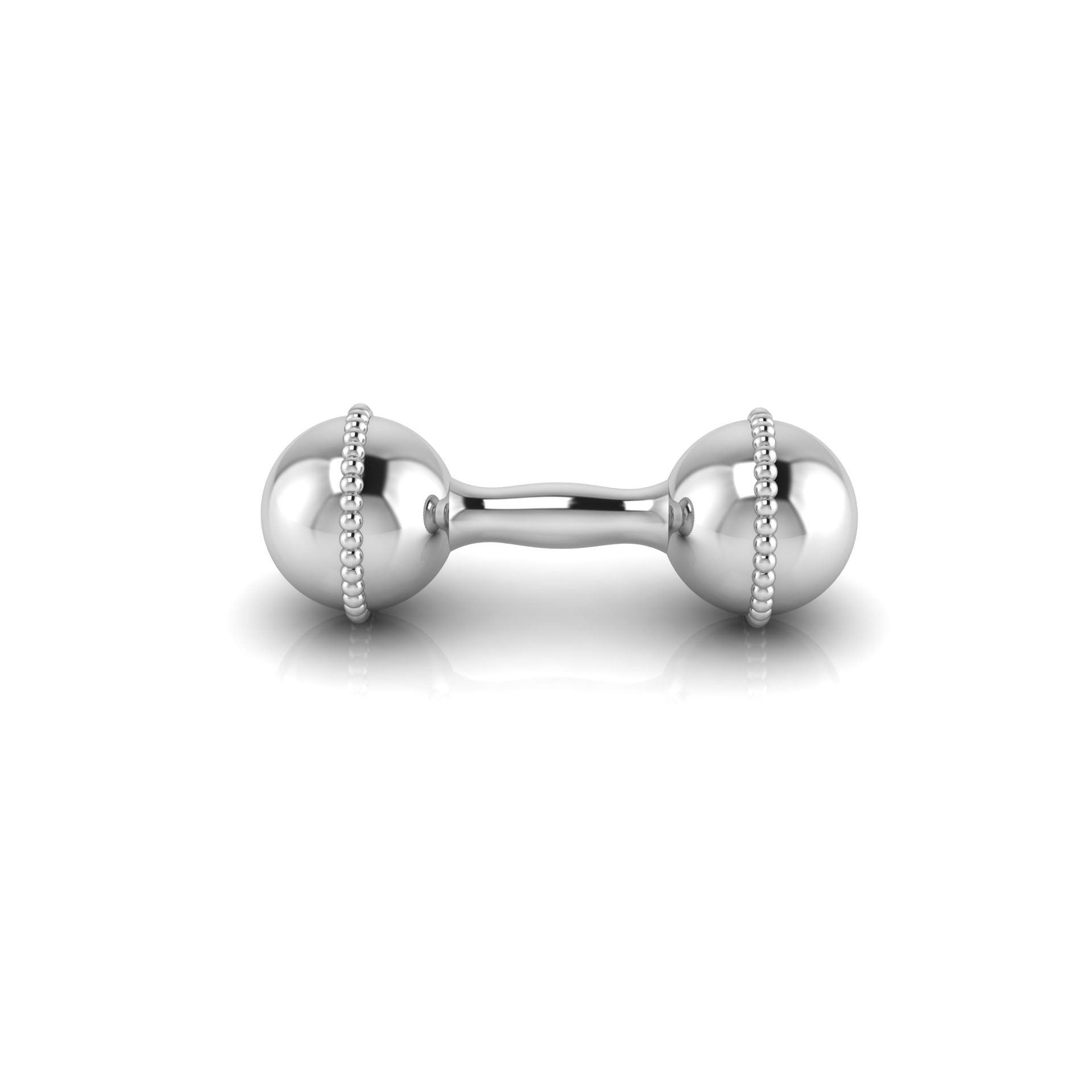 Sterling Silver Rattle - Tiny Tot Beaded Dumbbell