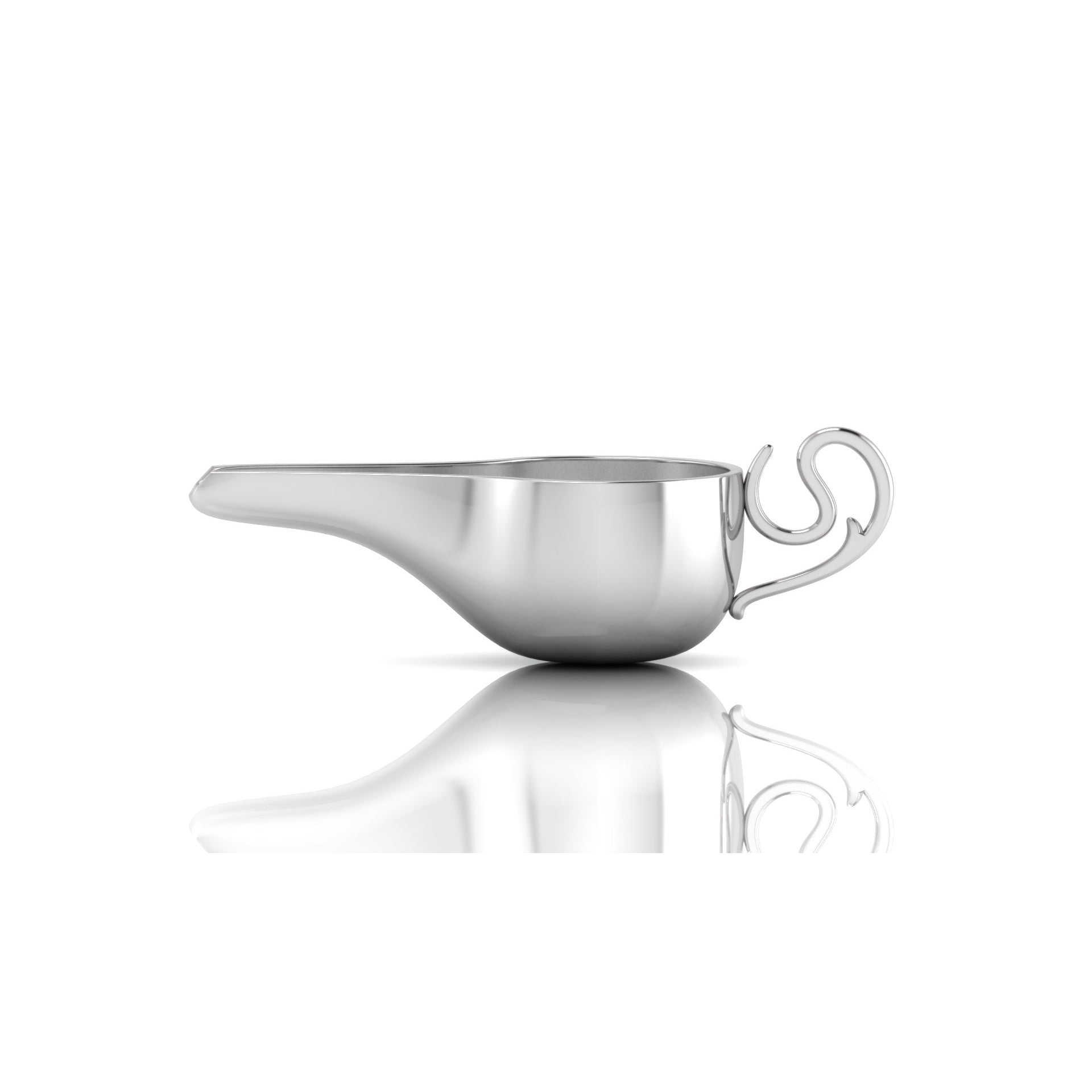 Sterling Silver Round Medicine Porringer With Curve Handle