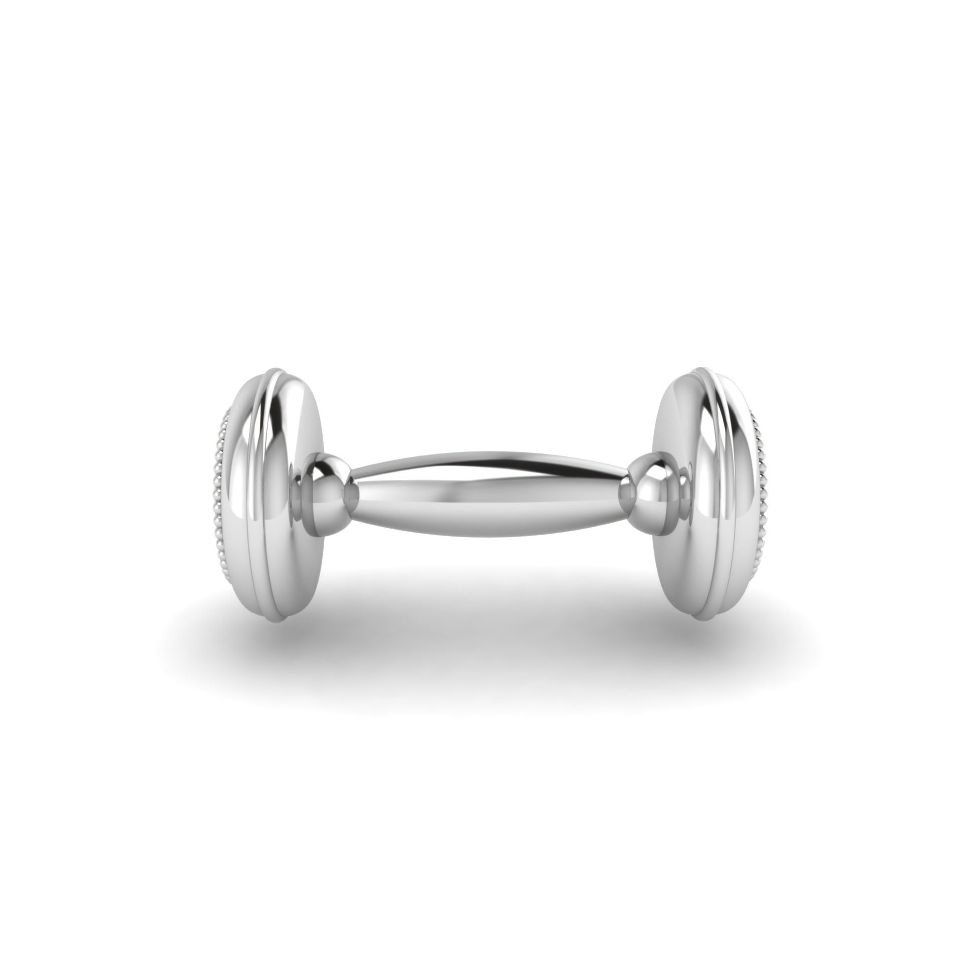 Sterling Silver Rattle - Beaded Dumbbell