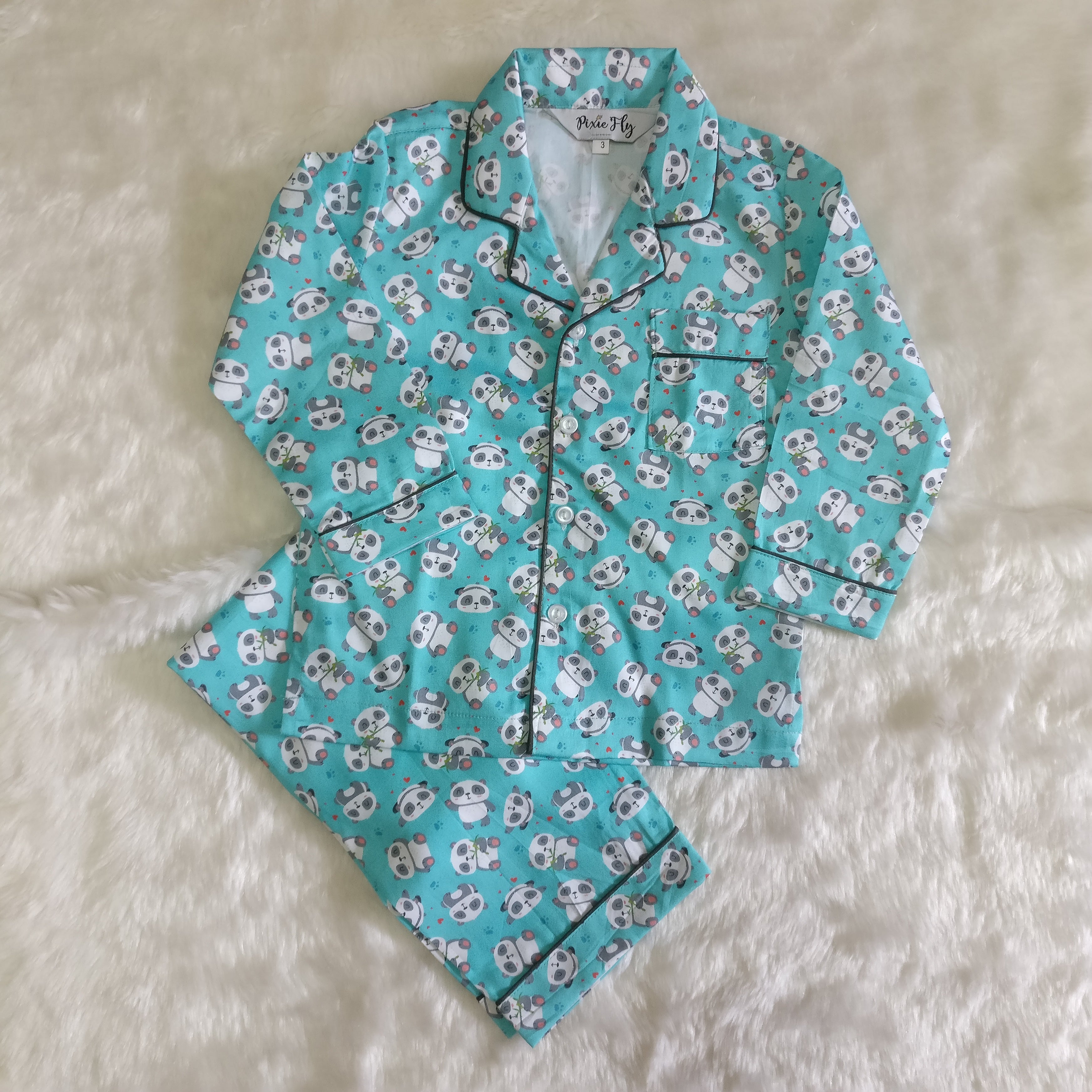 Adult Pyjama Set - Baby Pandas on Green, For Women