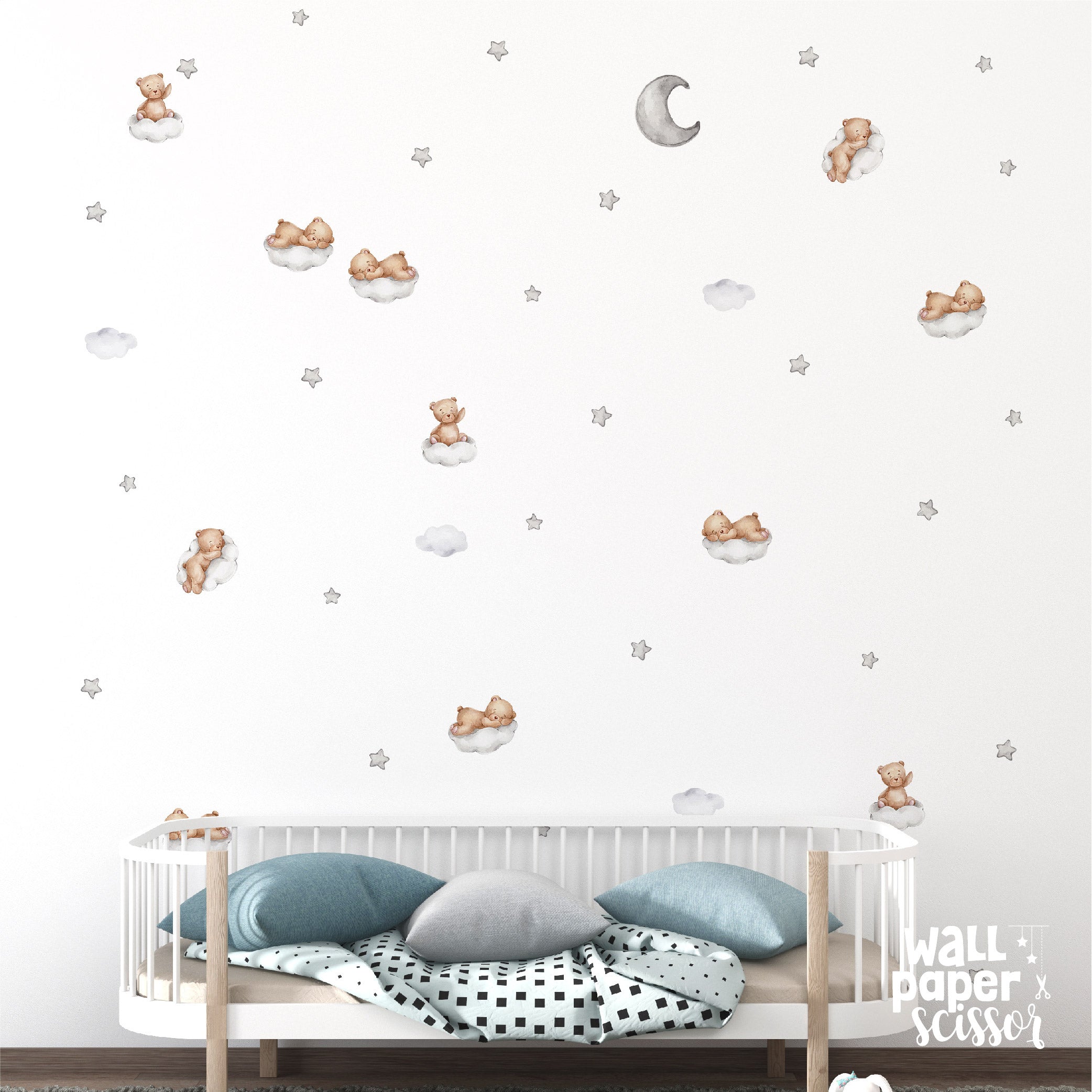 Watercolour Sleepy Bear Wall Stickers