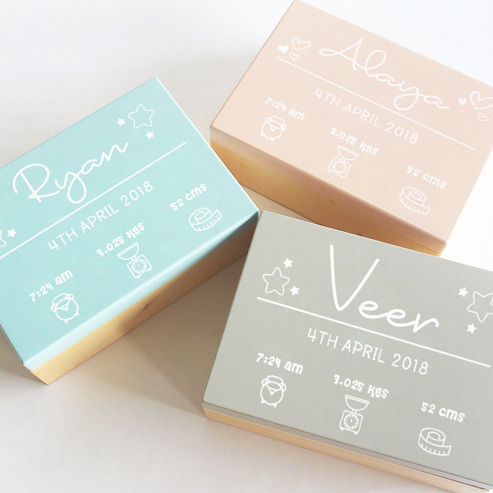 Personalized Birth Statistics Keepsake Box