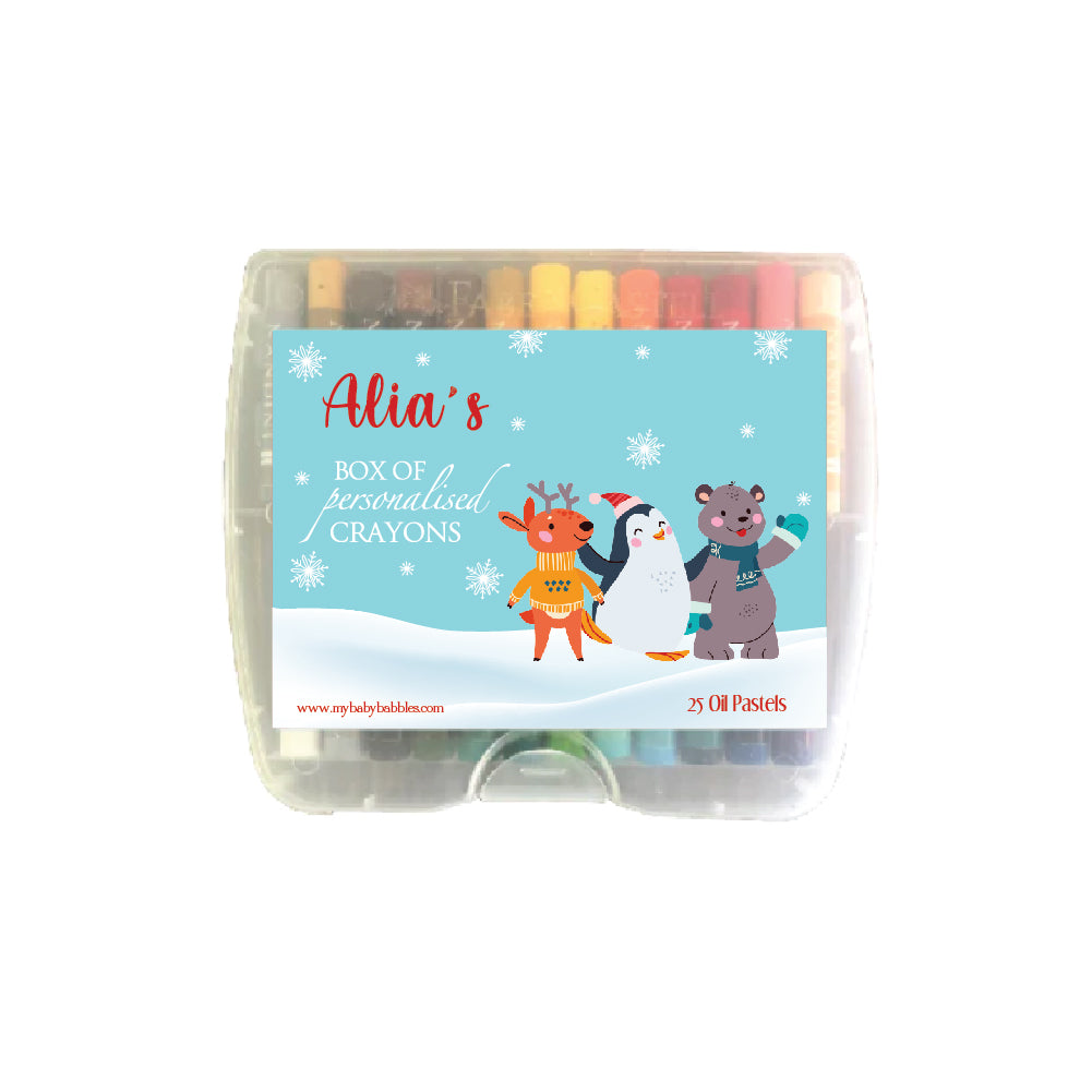 Personalised Sketch Book & Crayon Set - Blue Christmas