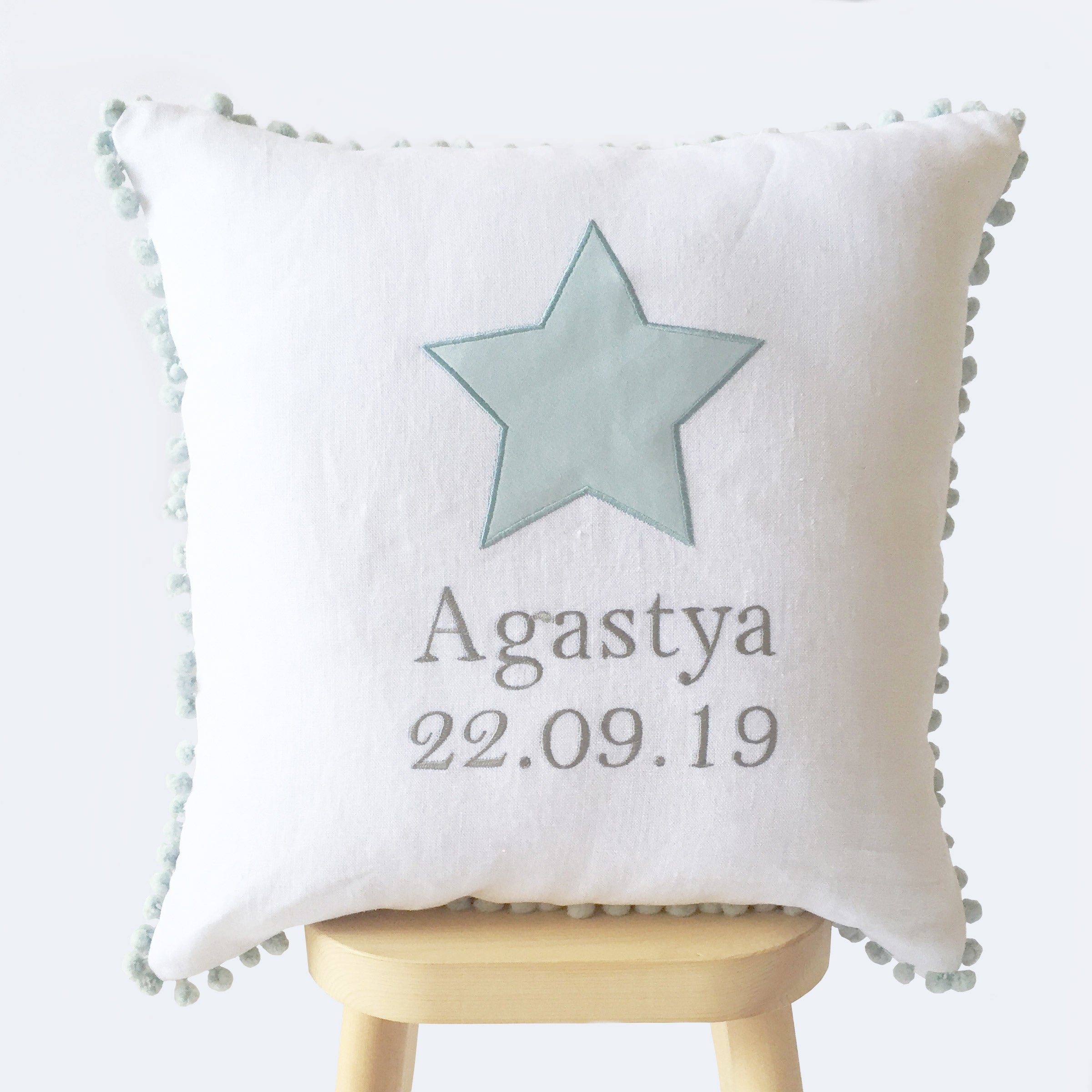 Personalised Name & Birth Date Cushion - Pink