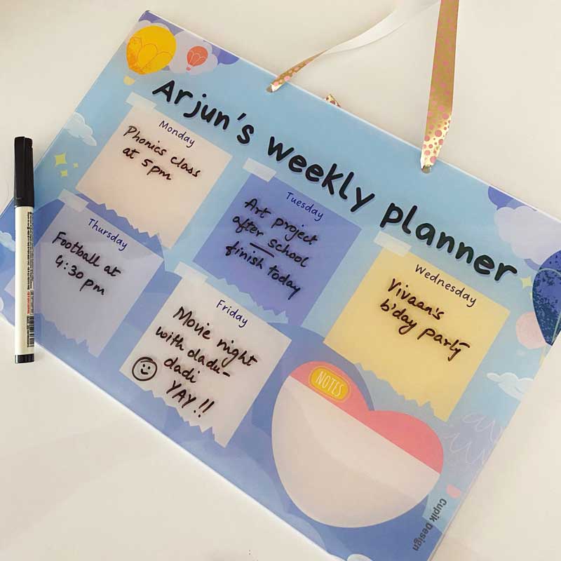 Personalised Blue Sky Weekly Planner - Reusable