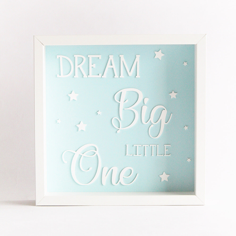 Dream Big Little One Frame - Blue/ Grey/ Pink