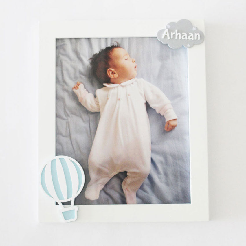 Hot Air Balloon Theme Personalized Name Frame - Blue