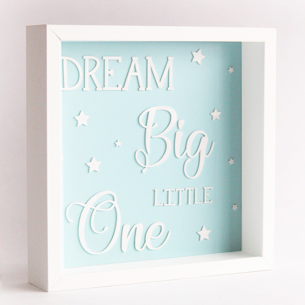 Dream Big Little One Frame - Blue/ Grey/ Pink