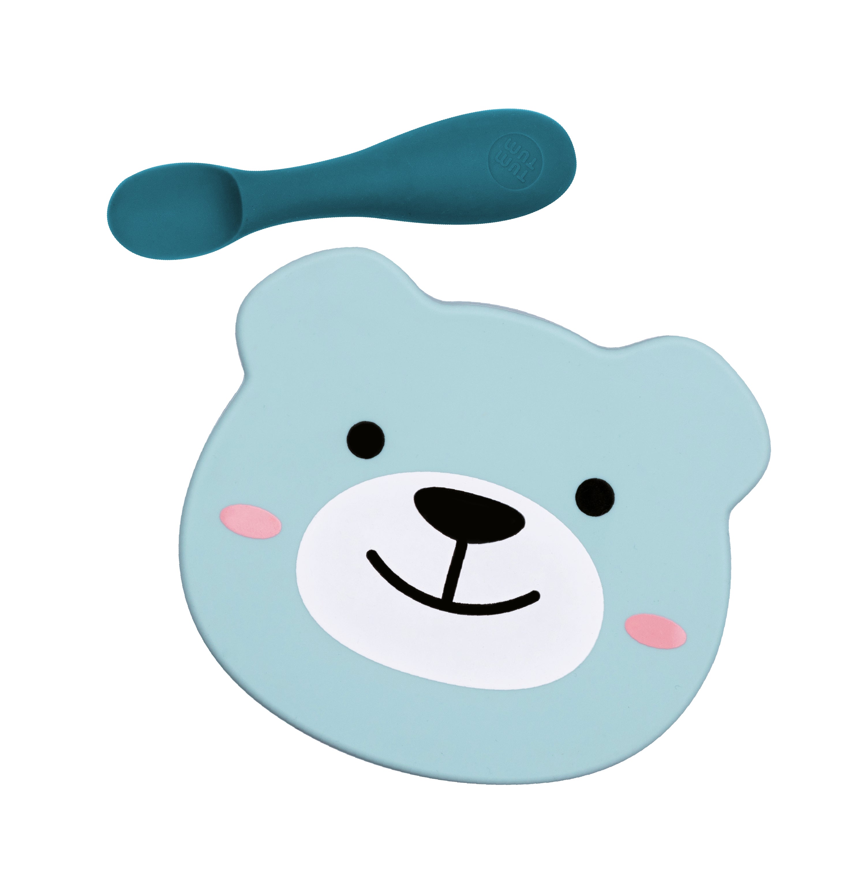 TUM TUM Baby & Toddler Stay Put Suction Bowl With Lid & Spoon, Stay Put Silicone Weaning Bowl & Spoon, First Feeding, Baby Led Weaning, 6m+, Boris Bear, Blue