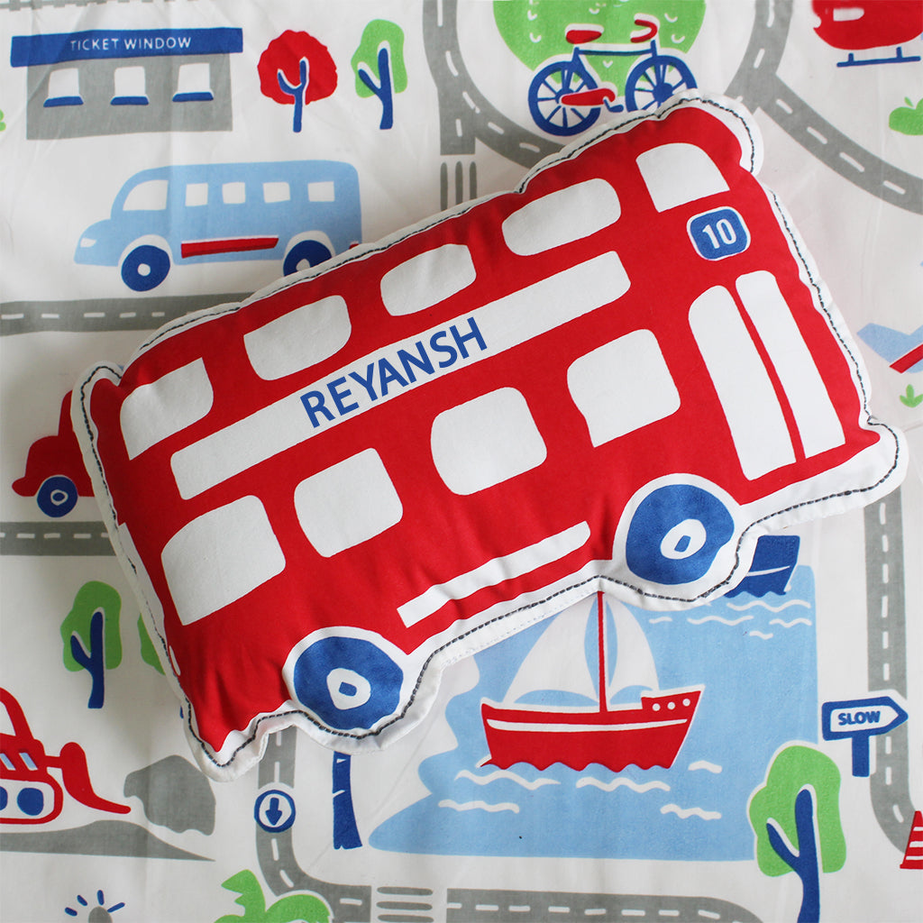 Shaped Cushion - Busy Street Bus