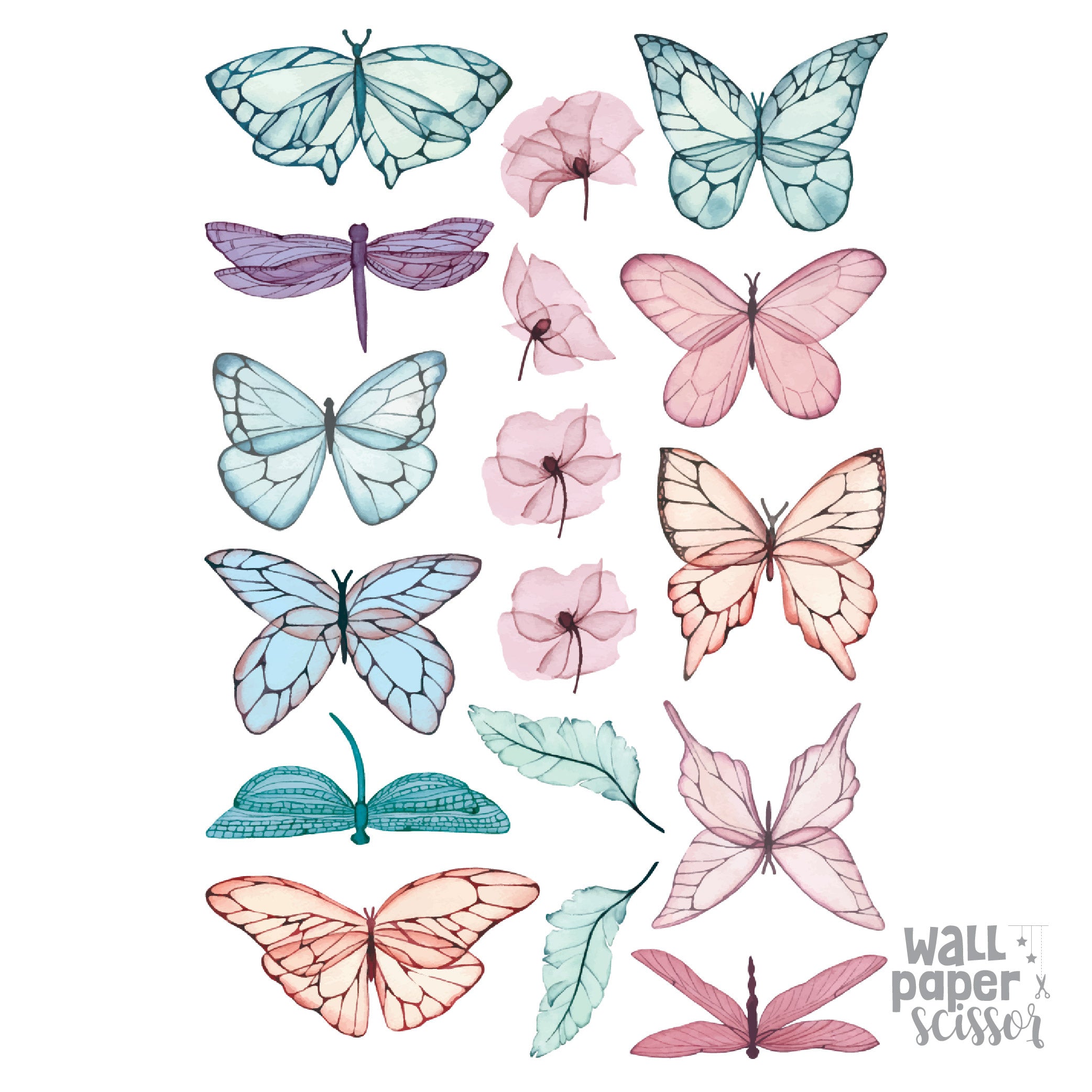 Watercolour Butterfly Wall Stickers