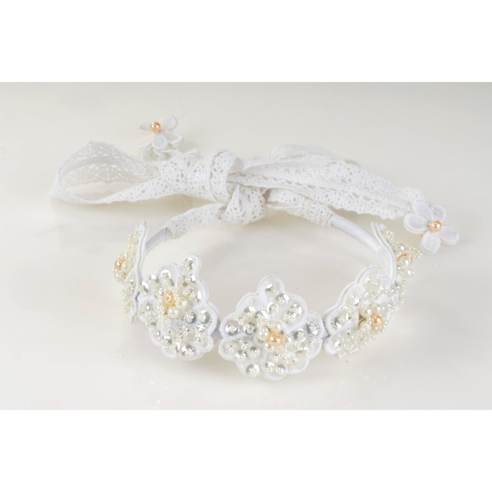 Floral Pearl And Sequin Embroidered Hair Band