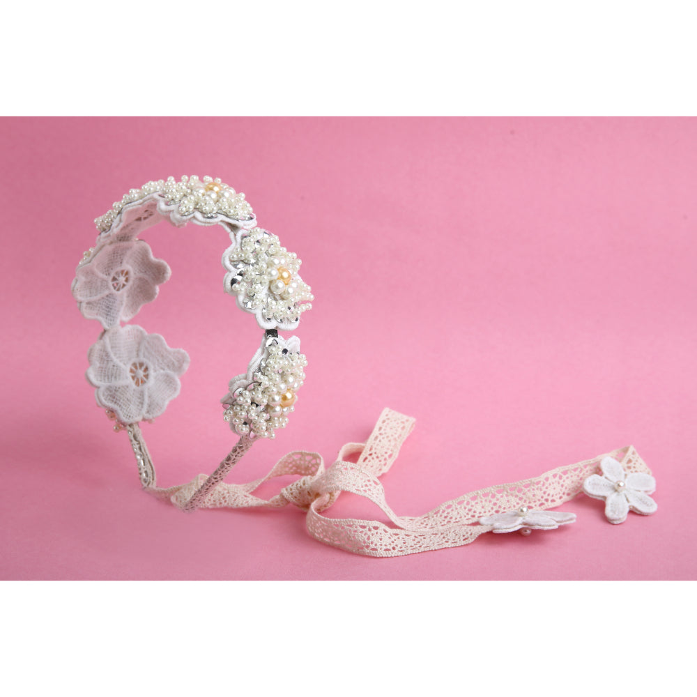 Floral Pearl And Sequin Embroidered Hair Band