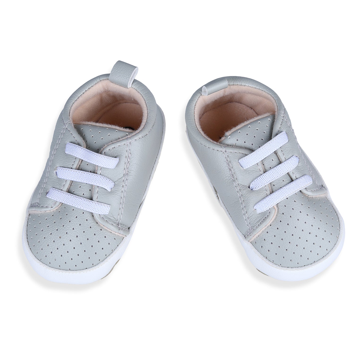 Baby Moo Lace-Up Comfortable And Breathable Infant Anti-Slip Sneaker Shoes - Grey