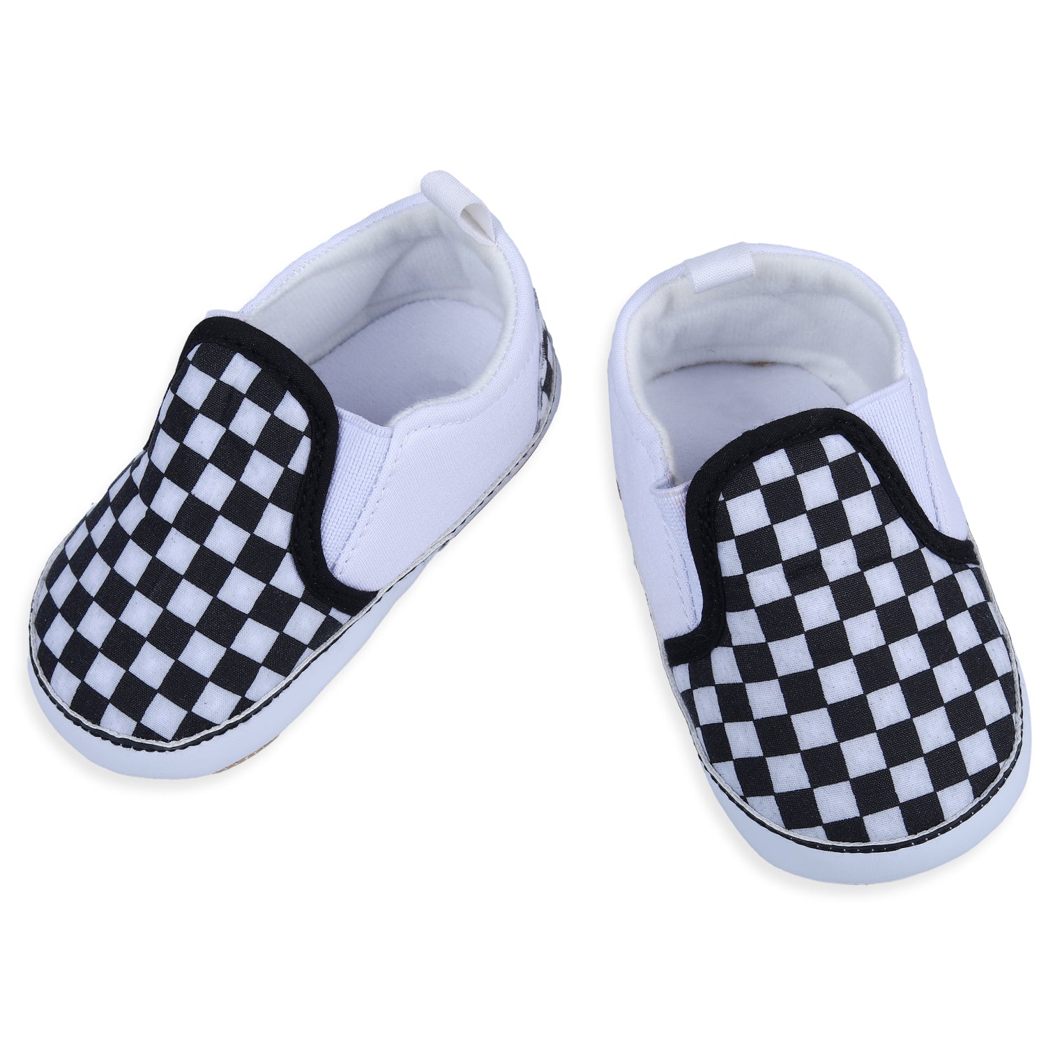 Baby Moo Classic Checkerboard Signature Comfortable Slip-On Booties - Black And White