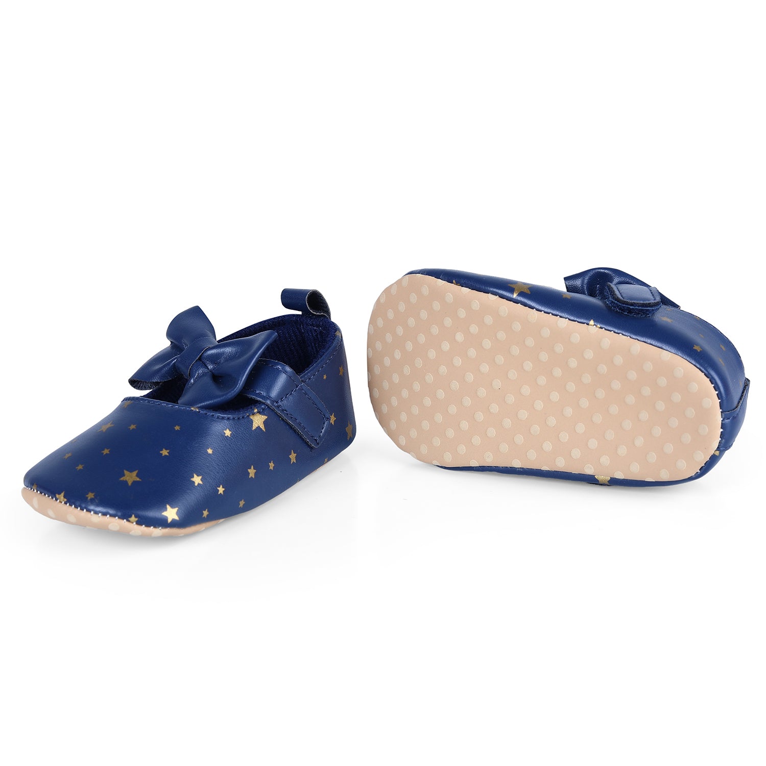 Baby Moo Star Premium Infant Girls Soft Anti-Slip Ballerina Shoes - Navy Blue