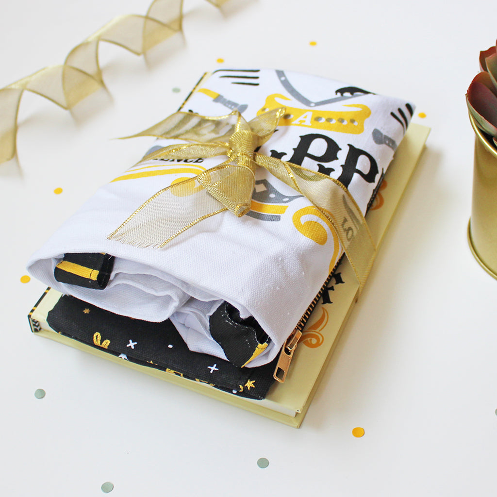 Official Harry Potter Hufflepuff House Themed Curated Gift Hamper - Set of Matching Notebook, Tote Bag & Pouch