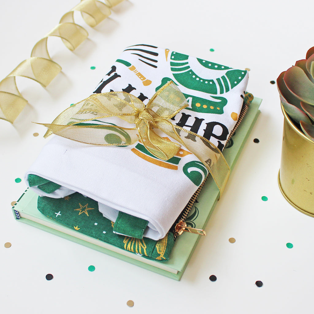 Official Harry Potter Slytherin House Themed Curated Gift Hamper - Set of Matching Notebook, Tote Bag & Pouch