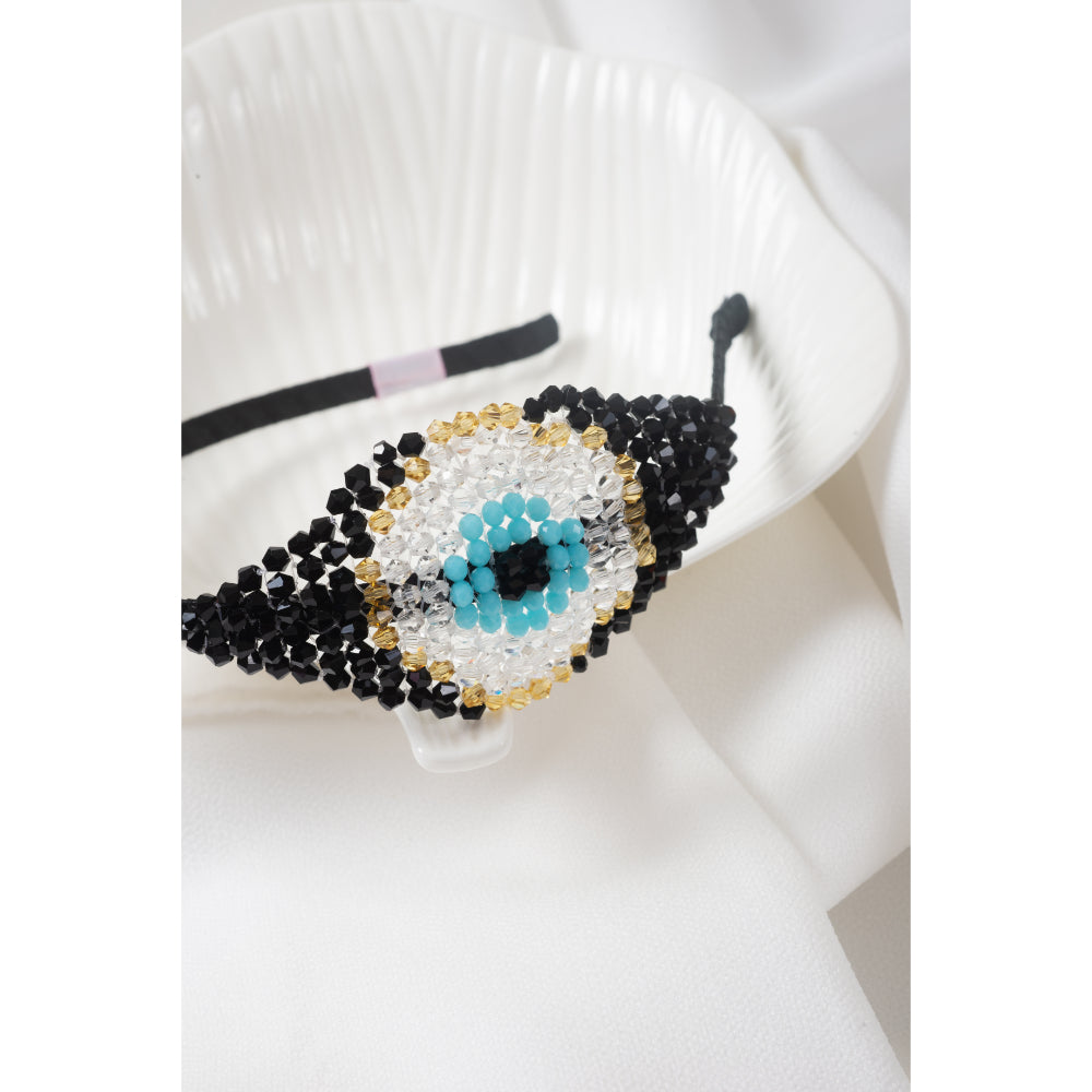 CHOKO Evil Eye Crystal Detailing Hair Band - Black