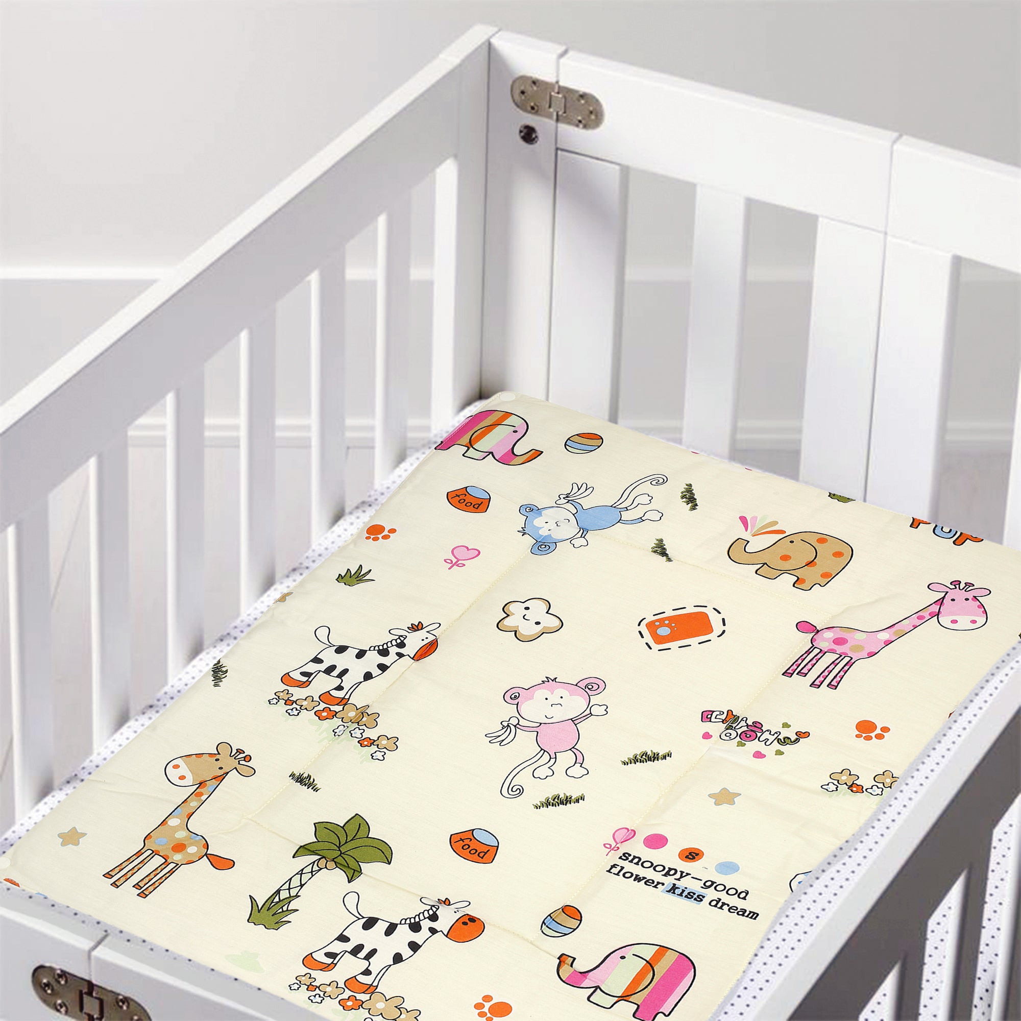 Baby Moo Waterproof Changing Sheet Set I Love Animals Cream