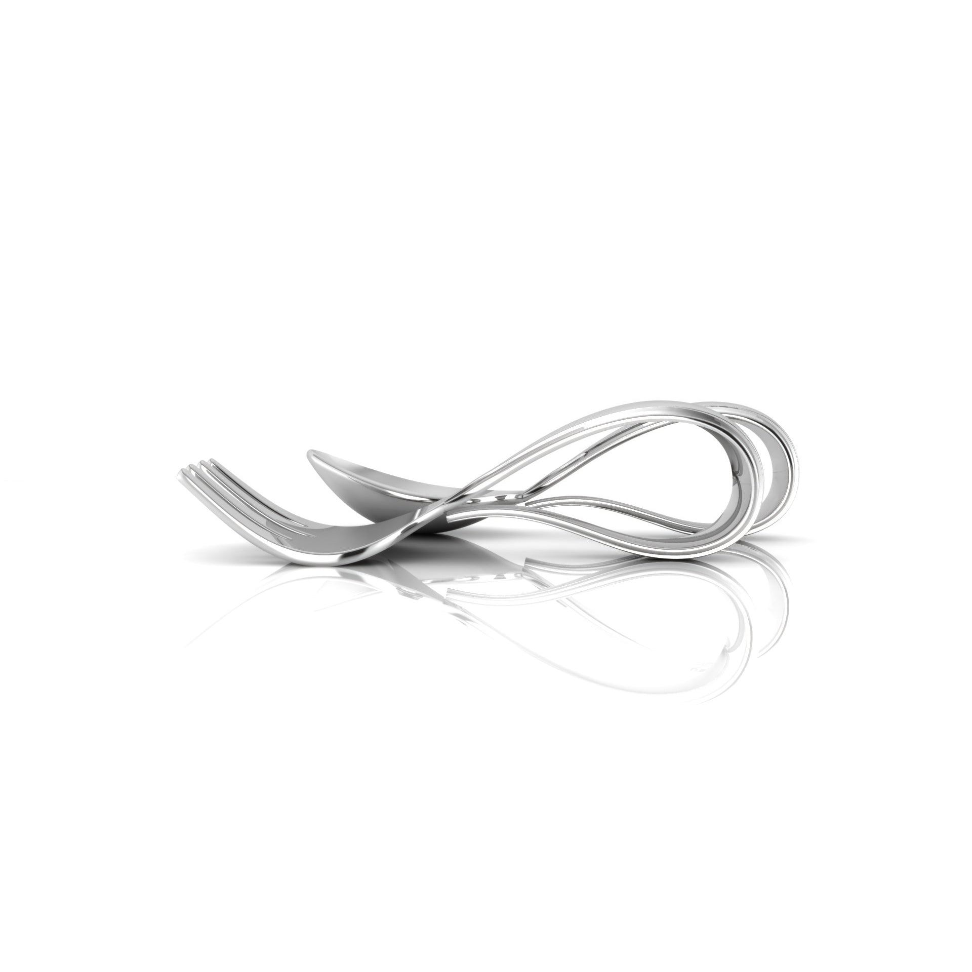 Sterling Silver Feeding Spoon & Fork Set - Loop