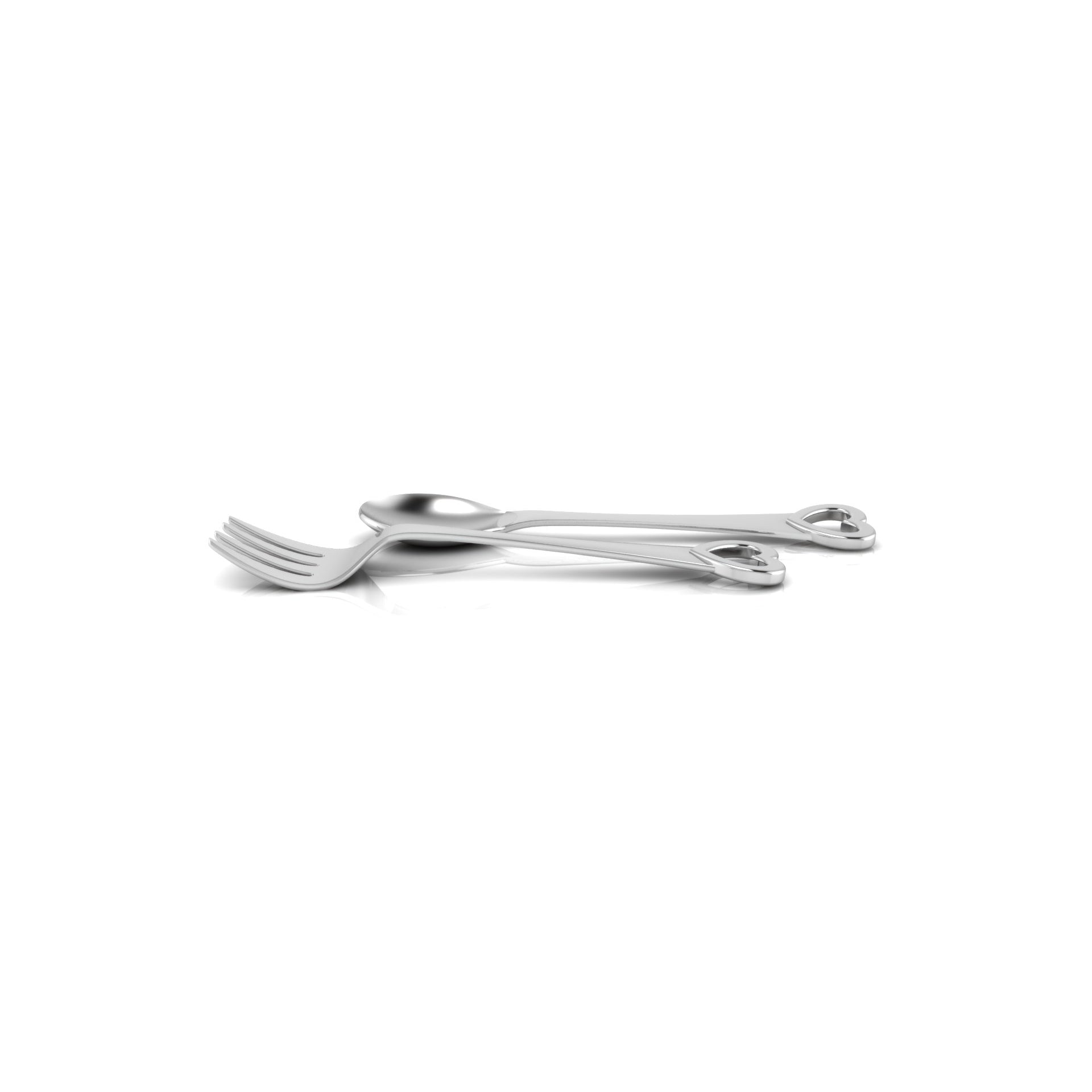 Sterling Silver Feeding Spoon & Fork Set - Heart