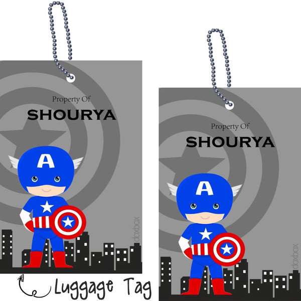 Captain america luggage on sale tag