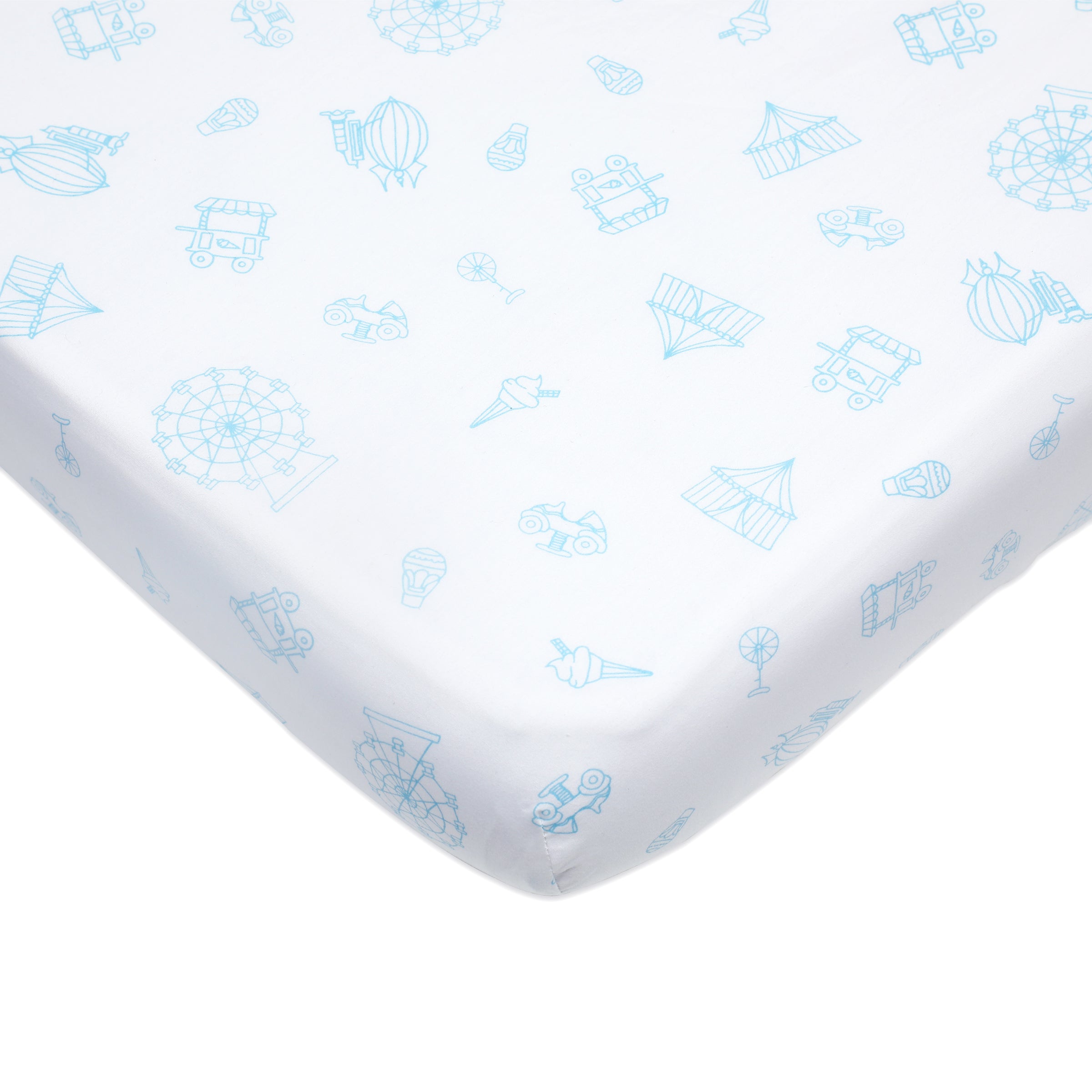 Organic Cotton Fitted Cot Sheet – Carnival Blue