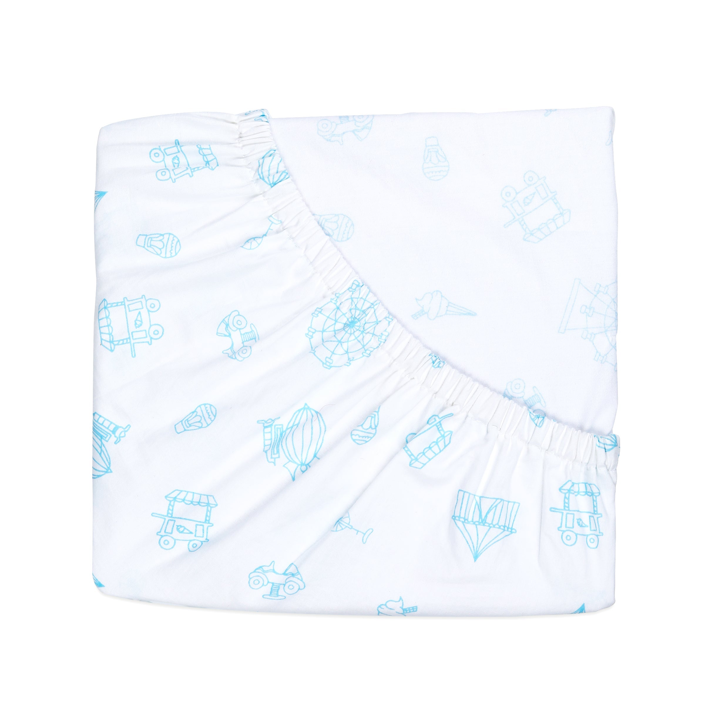 Organic Cotton Fitted Cot Sheet – Carnival Blue