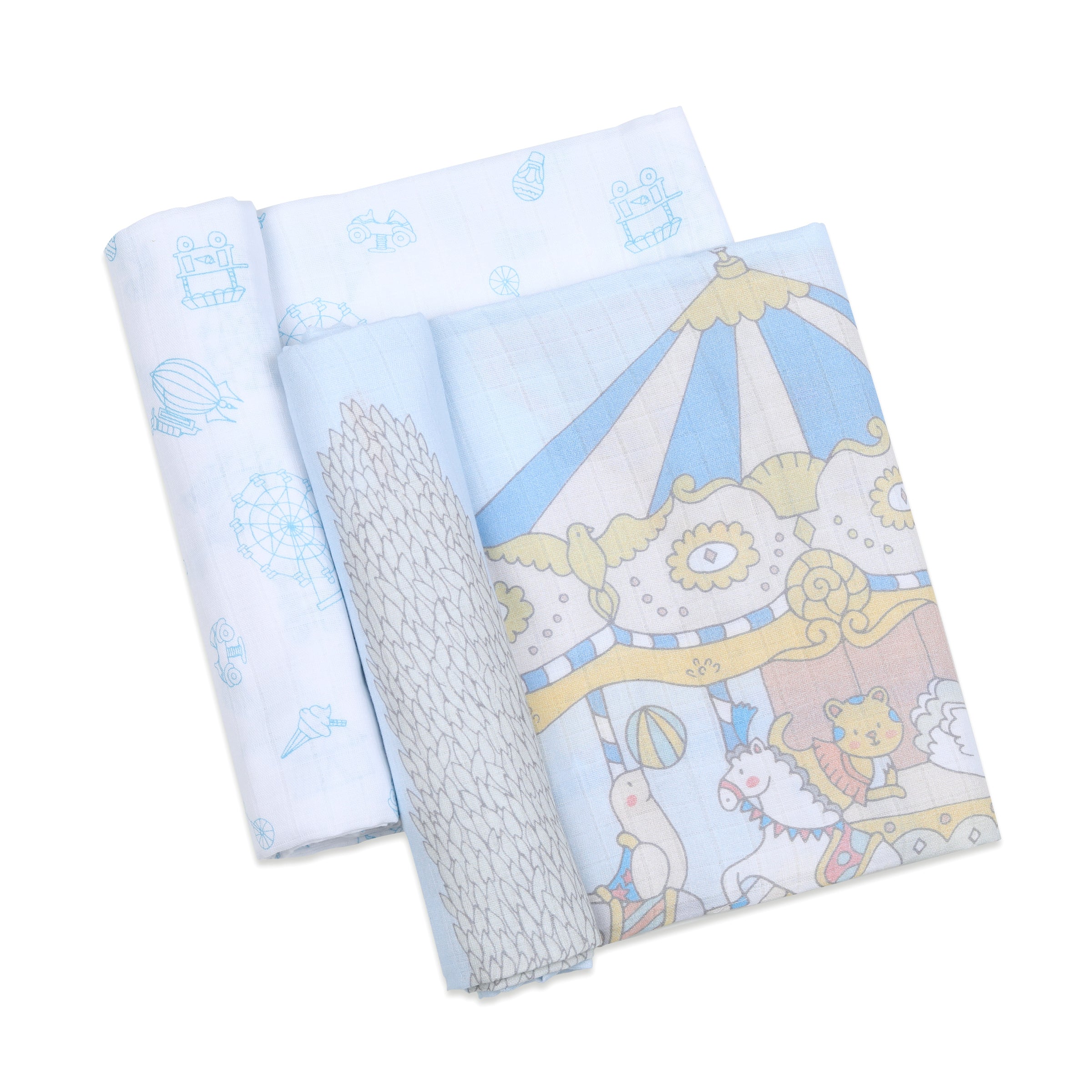 Organic Muslin Swaddles (Set of 2) - Carnival Blue