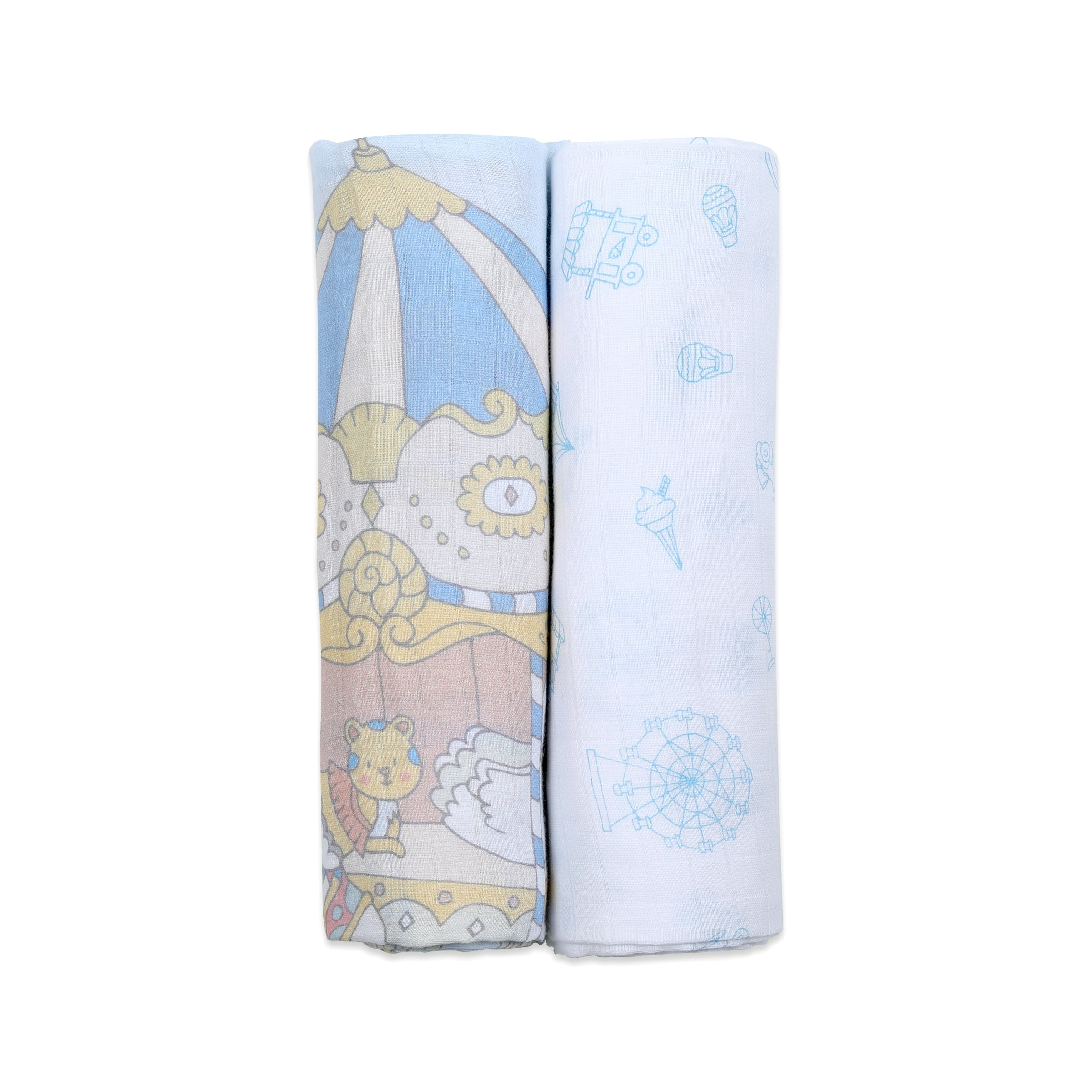 Organic Muslin Swaddles (Set of 2) - Carnival Blue