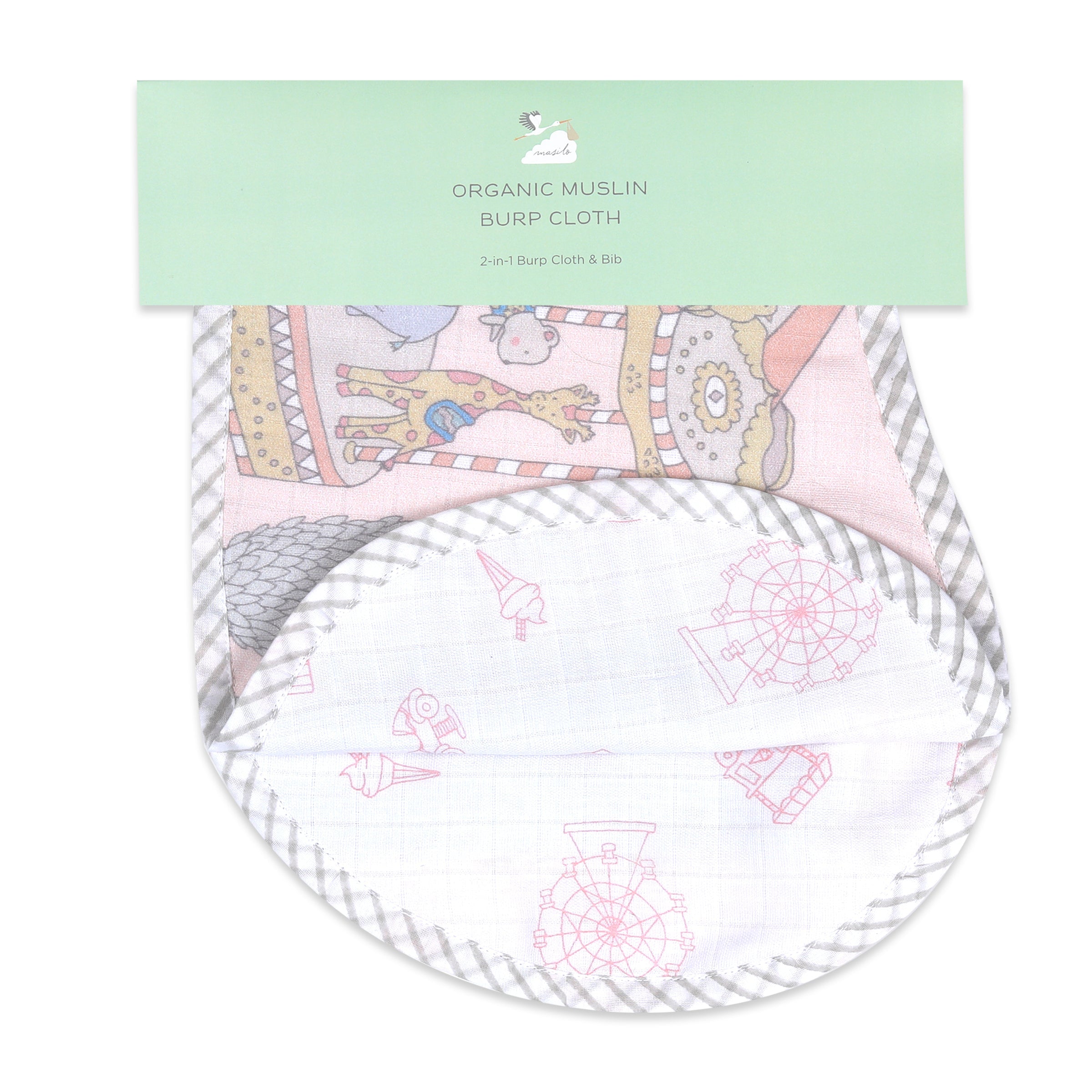 Organic Muslin Burp Cloth & Bib – Carnival Pink