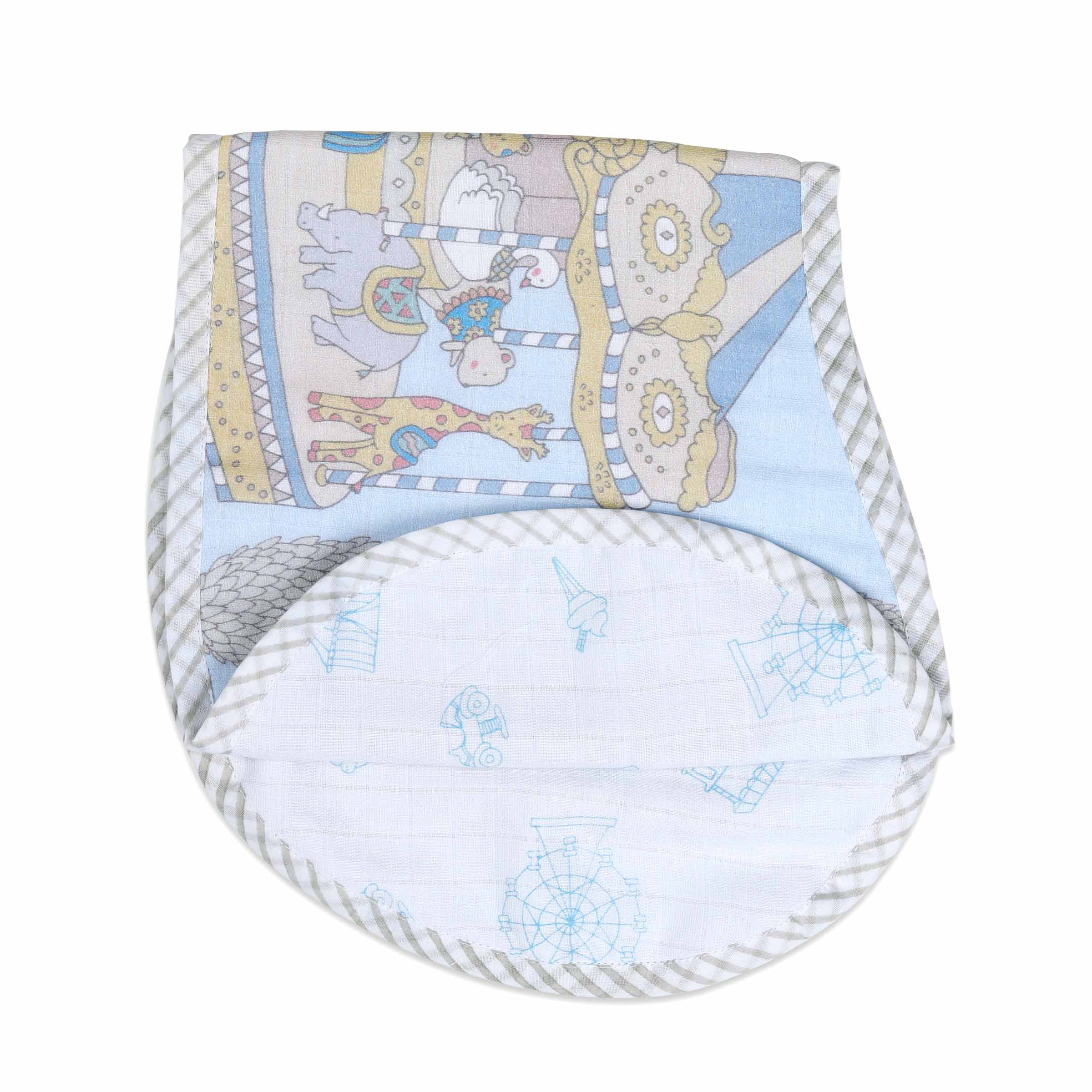 Organic Muslin Burp Cloth & Bib – Carnival Blue