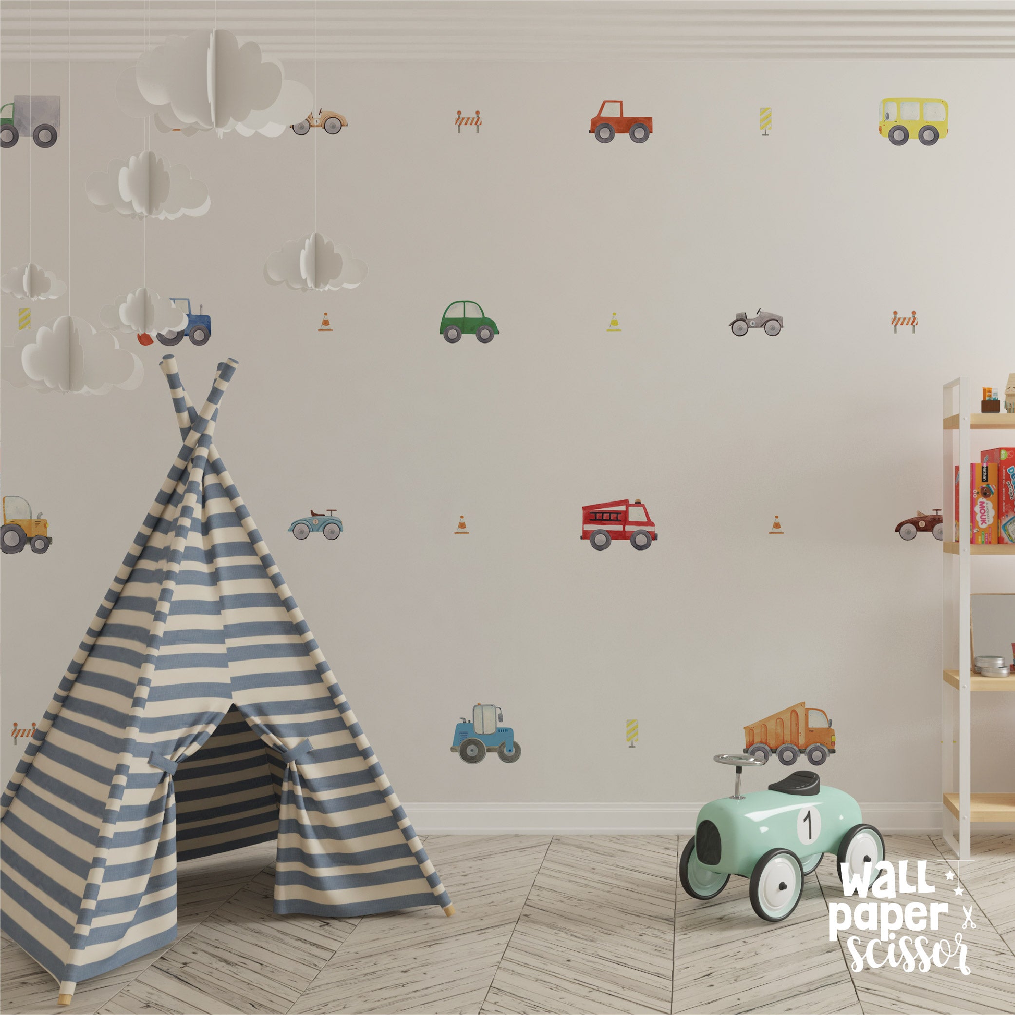 Watercolour Road Transport Wall Stickers