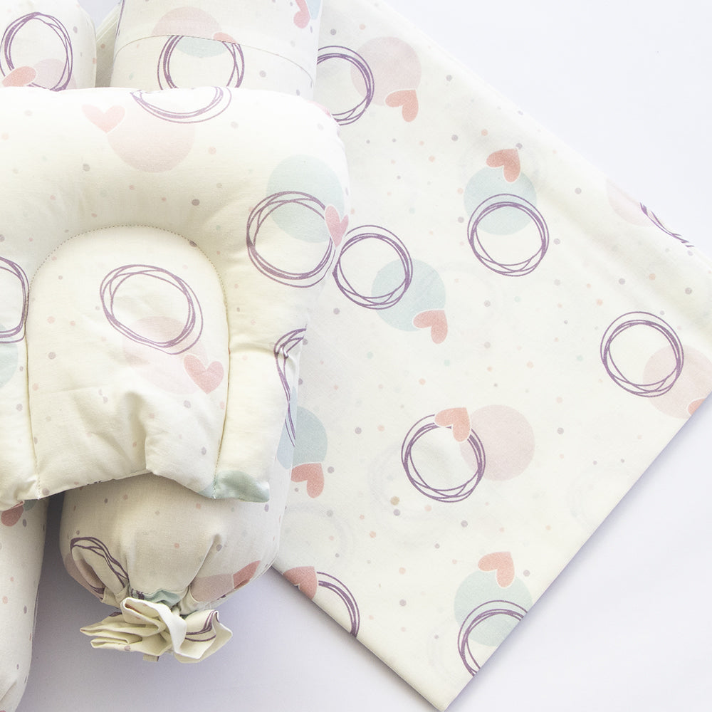 Circle Of Love - Cot Bedsheet Set (Fitted)