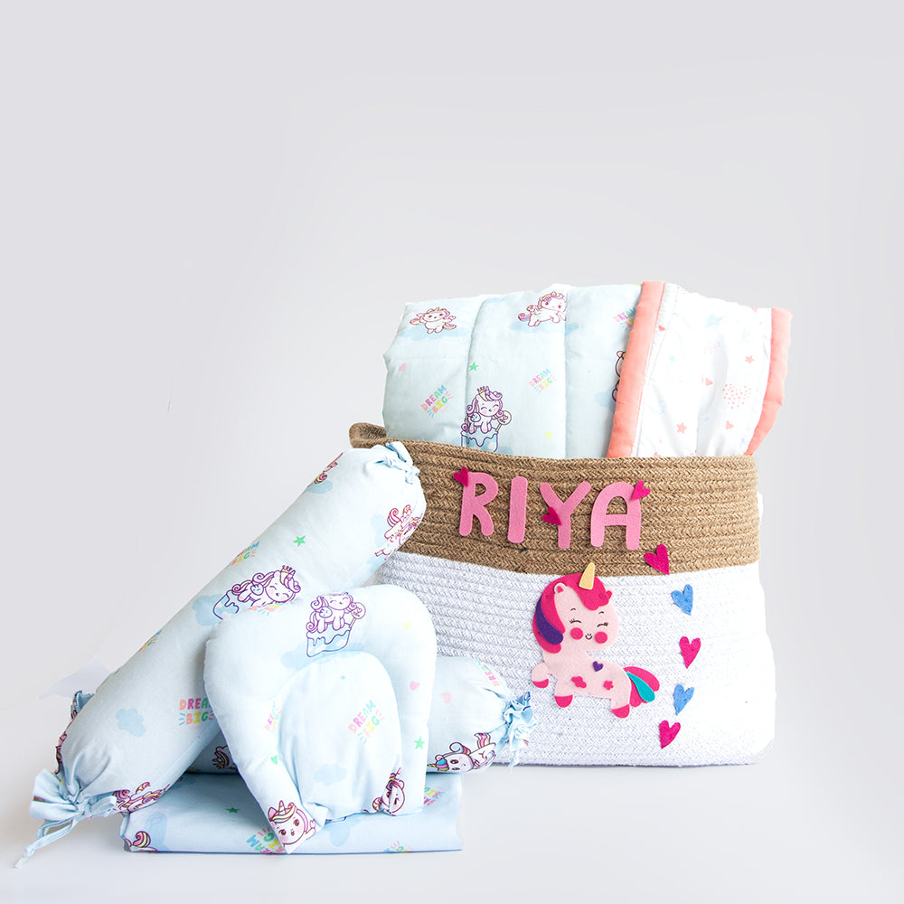 Unicorn Dreams - Organic Bedding Gift Basket