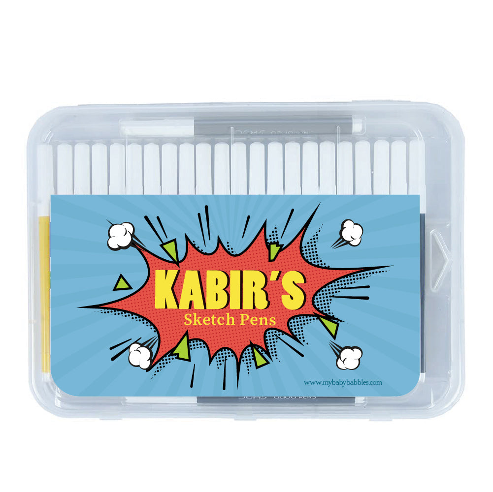 Personalised Aqua Sketch Pens - Pop Art, Boy