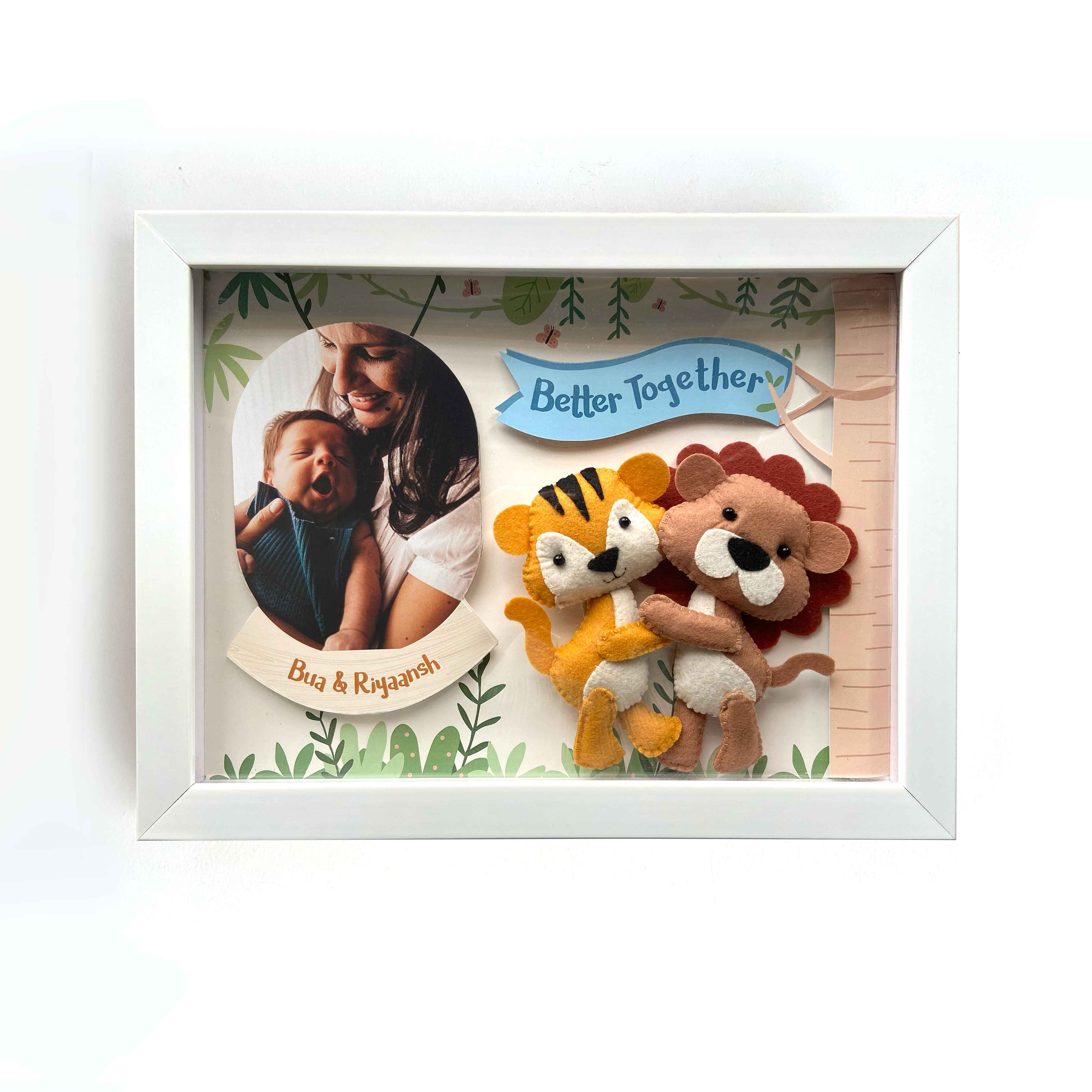 Personalised Siblings Shadow Box Frame - Jungle