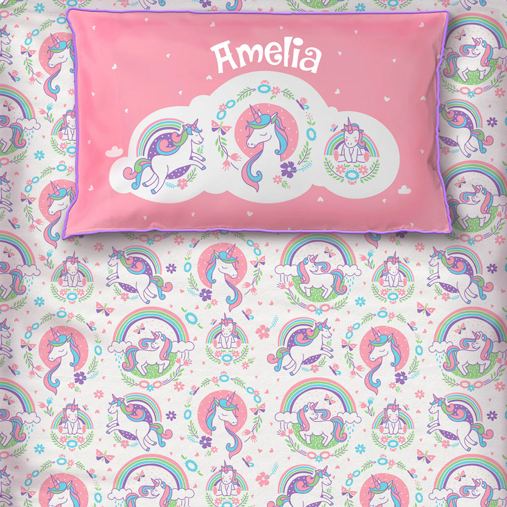 Bedsheet Set - Unicorn & Rainbows - Single/Double Bed Sizes Available