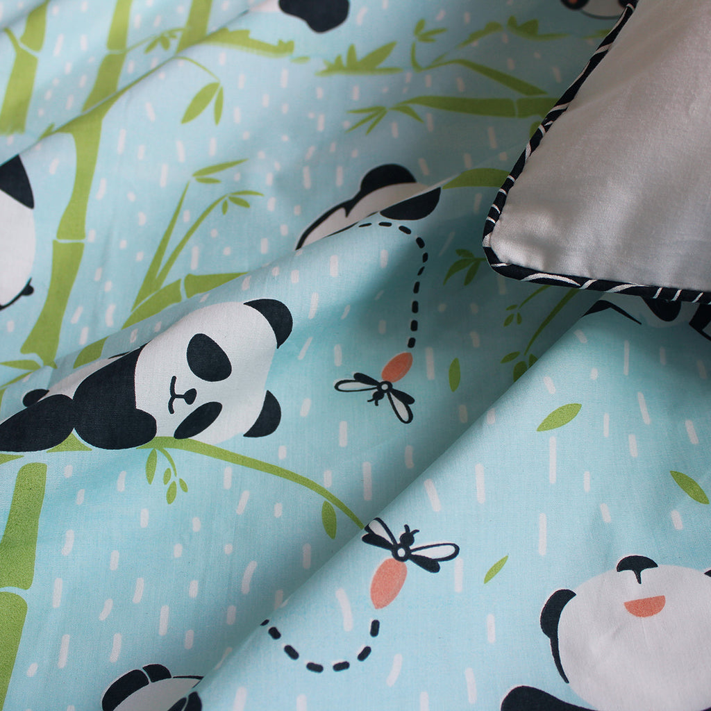 Bedsheet Set - Panda Village, Blue - Single/Double Bed Sizes Available