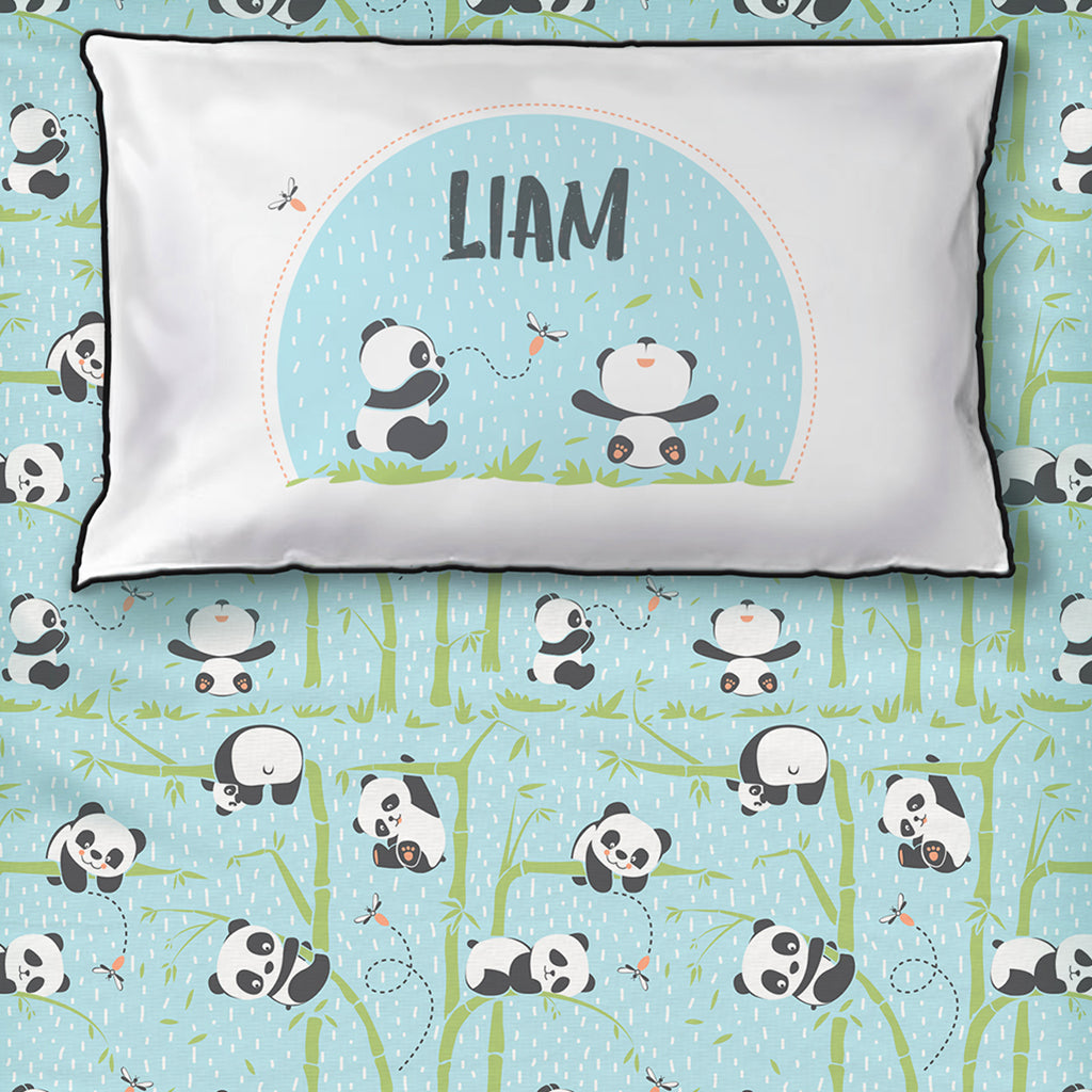 Bedsheet Set - Panda Village, Blue - Single/Double Bed Sizes Available