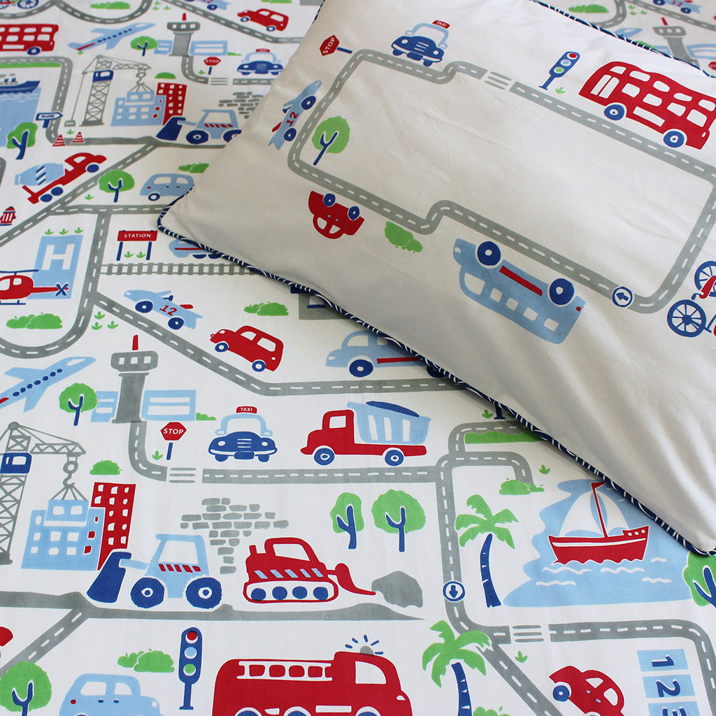 Bedsheet Set - Busy Street - Single/Double Bed Sizes Available