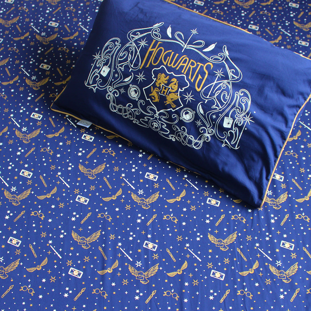 Official Harry Potter Single / Double Bedsheet With Pillow Cover - Hogwarts