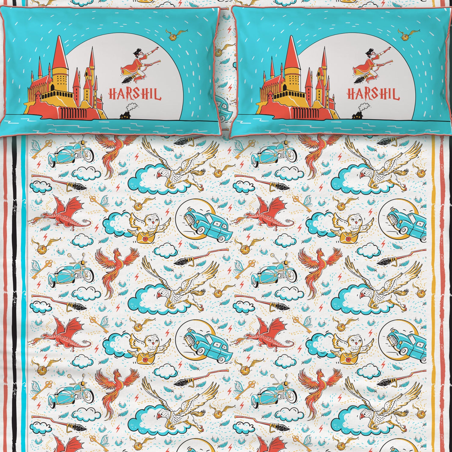 Bedsheet Set - Official Harry Potter "Wingardium Leviosa" - Single/Double Bed Sizes Available