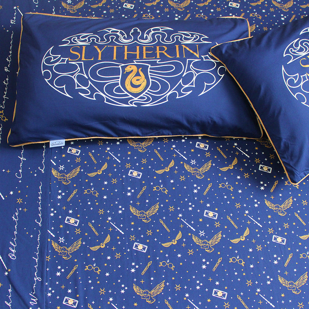 Official Harry Potter Single / Double Bedsheet With Pillow Cover- Slytherin