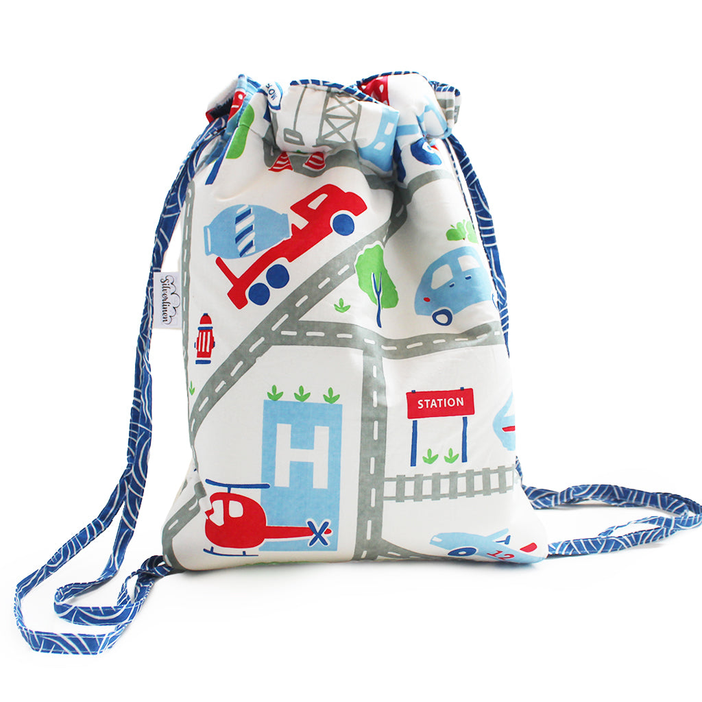 Cotton Drawstring Bag - Busy Street