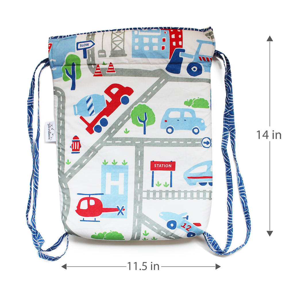 Cotton Drawstring Bag - Busy Street