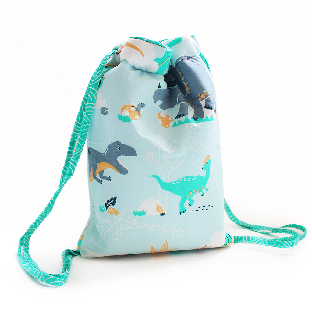 Cotton Drawstring Bag - Snooze & Roar Dinosaur